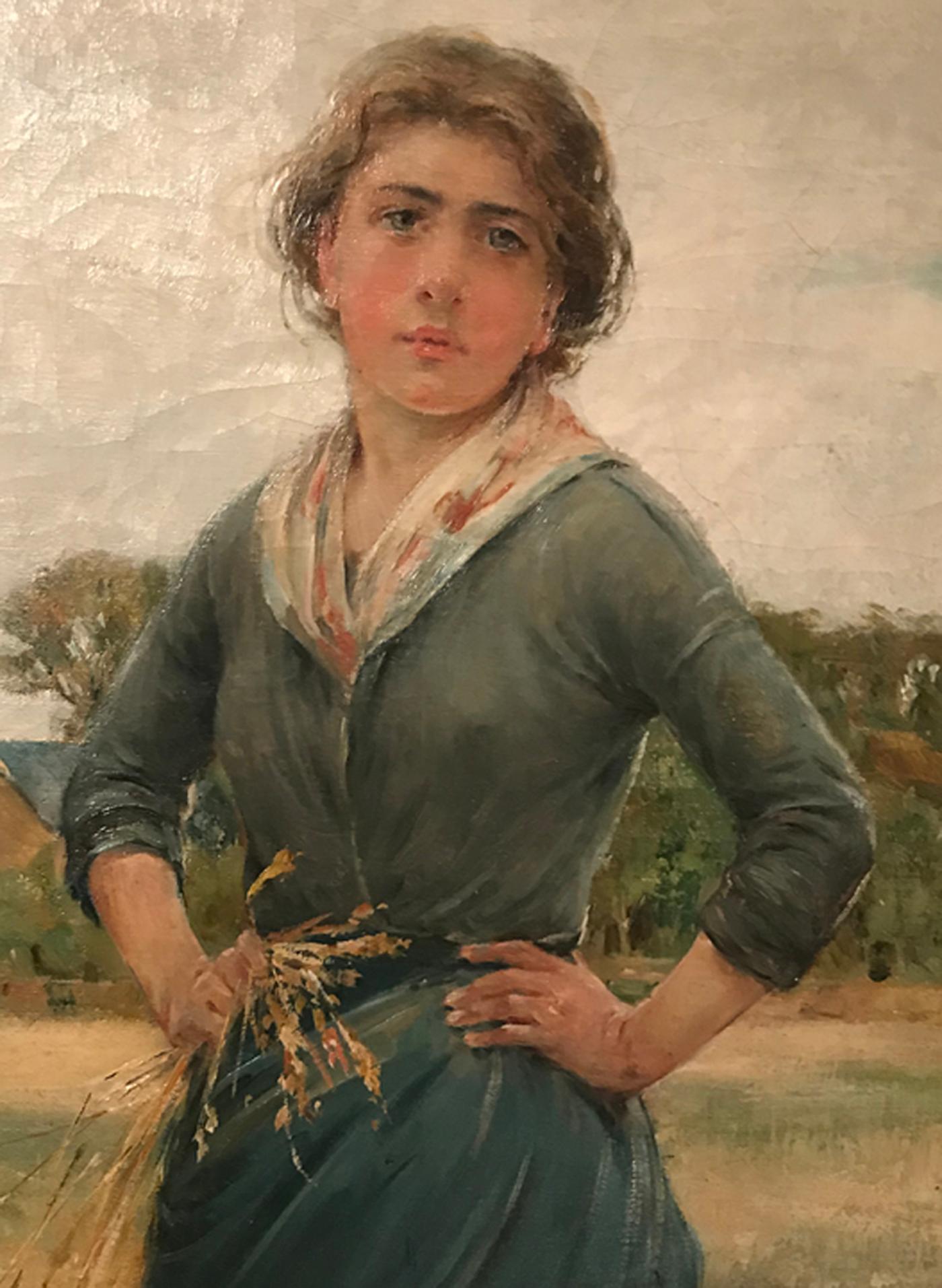 Woman in a Field - Painting by Henry Bacon
