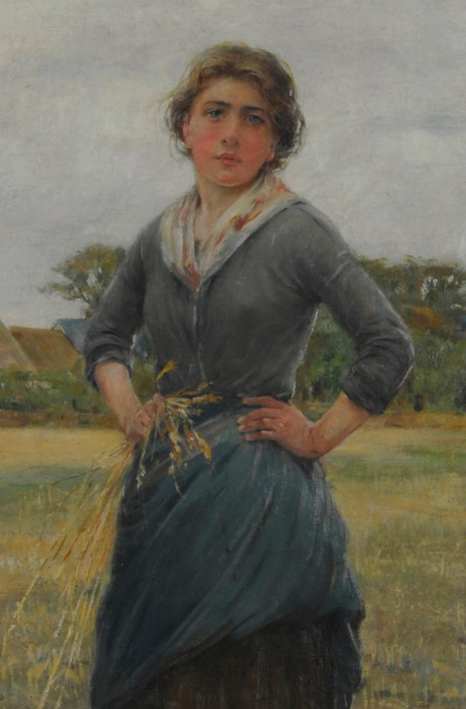 Donna in un campo - Painting Scuola di Barbizon di Henry Bacon