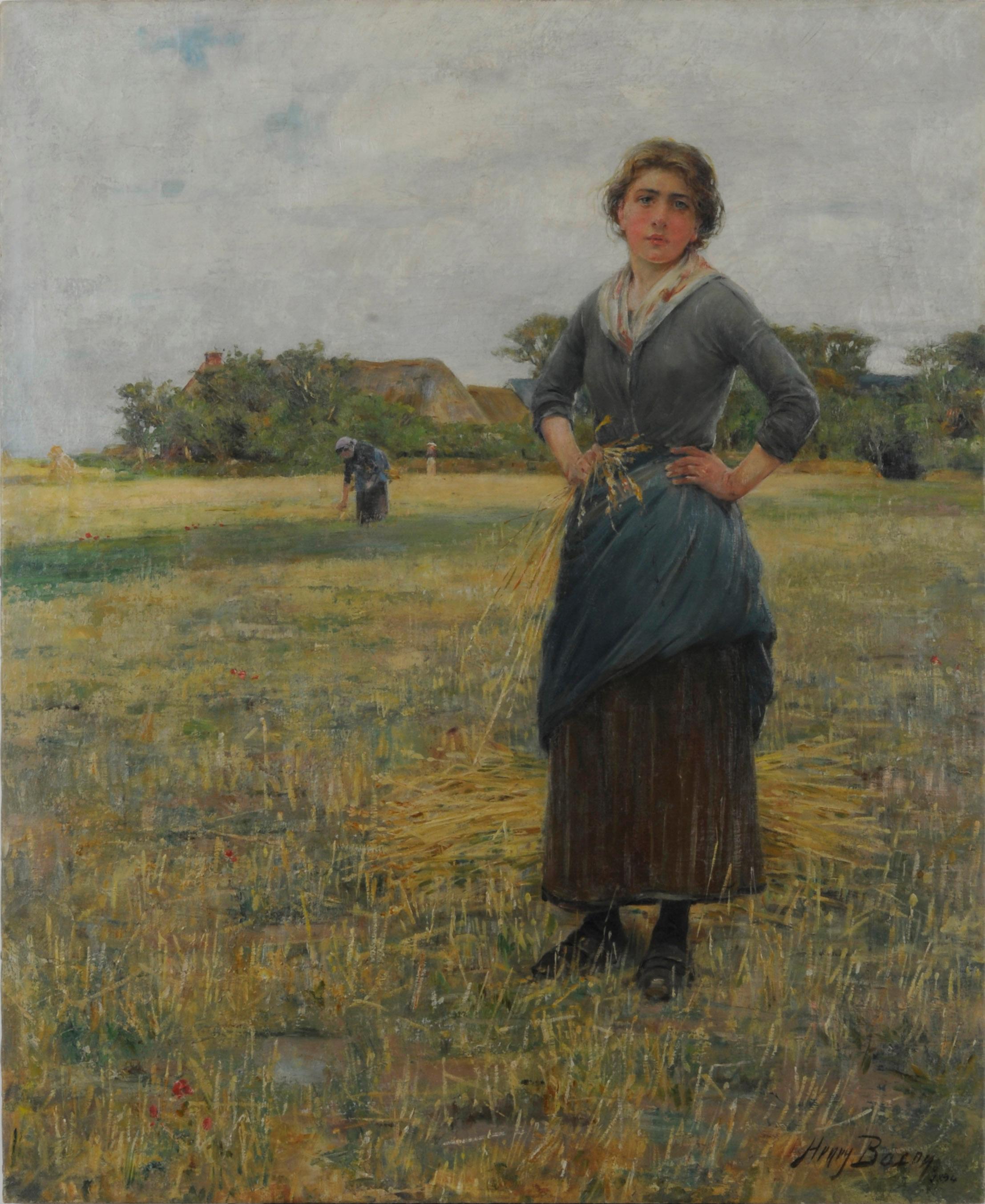 Figurative Painting Henry Bacon - Femme dans un champ