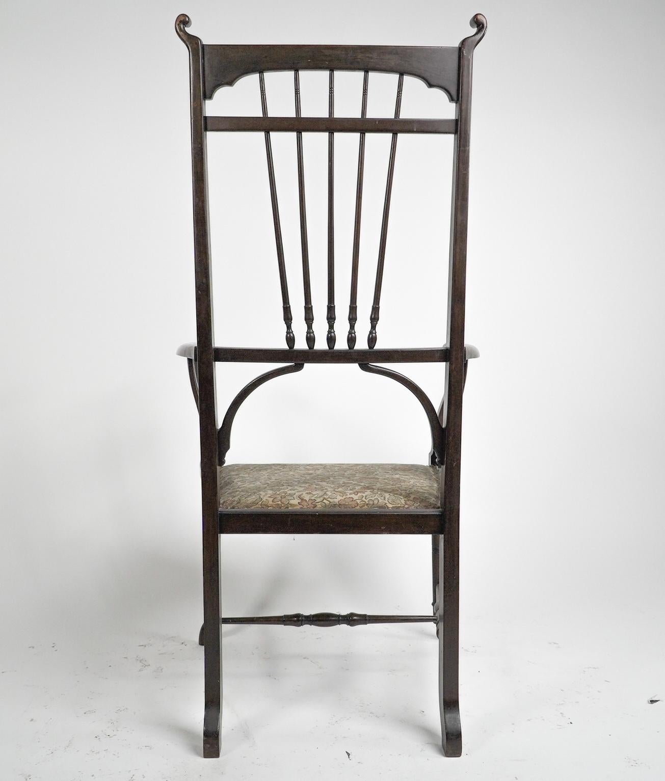 Henry W Batley attr. An Aesthetic Movement walnut armchair with sinuous touches. For Sale 3