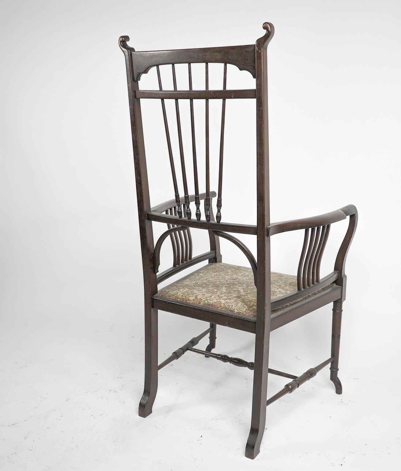 Henry W Batley attr. An Aesthetic Movement walnut armchair with sinuous touches. For Sale 2