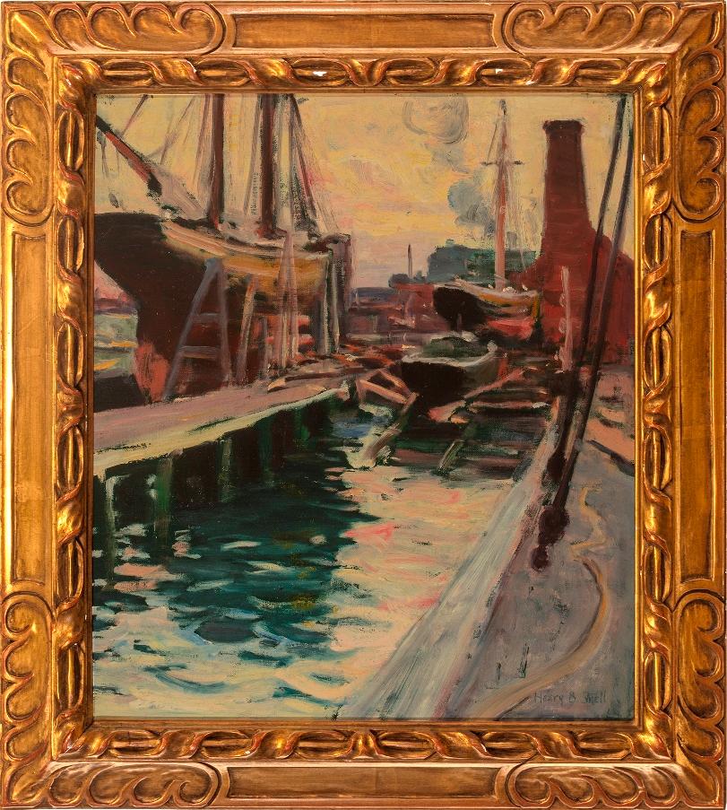 Henry Bayley Snell Landscape Painting - "Dry Dock"