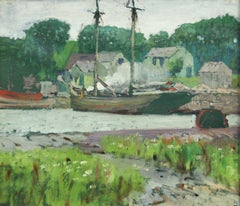 Fisherman's Cove, American Impressionist, Harbor Scene, Ben Badura Frame