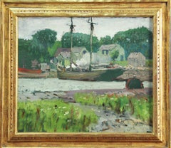 Fisherman's Cove, American Impressionist, Harbor Scene, Ben Badura Frame