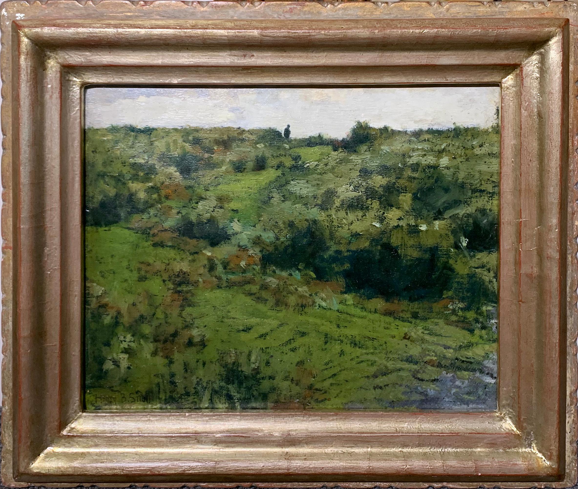 Top of the Hill, American Impressionist Landscape with Figure, New Hope School - Painting by Henry Bayley Snell