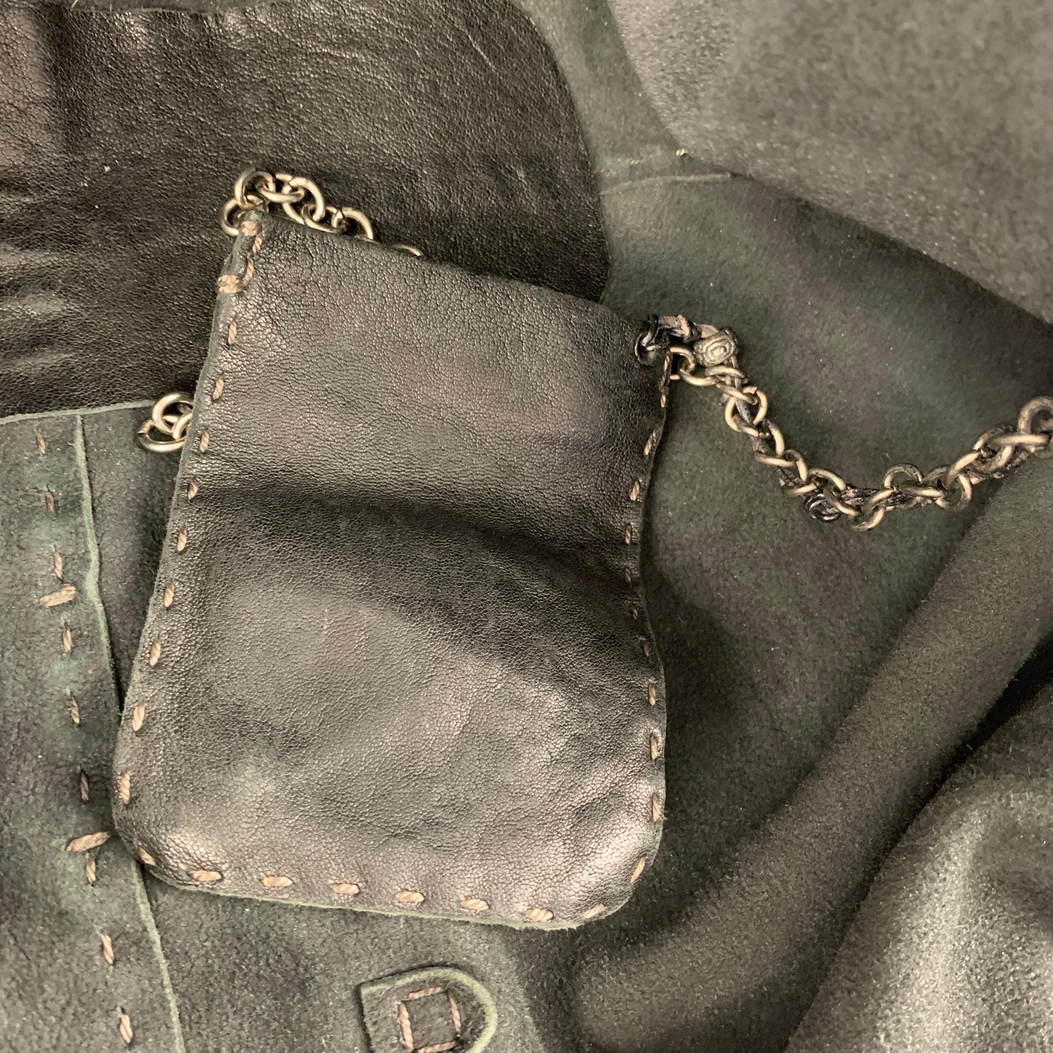 HENRY BEGUELIN Black Distressed Leather Top Handle Bag In Good Condition In San Francisco, CA