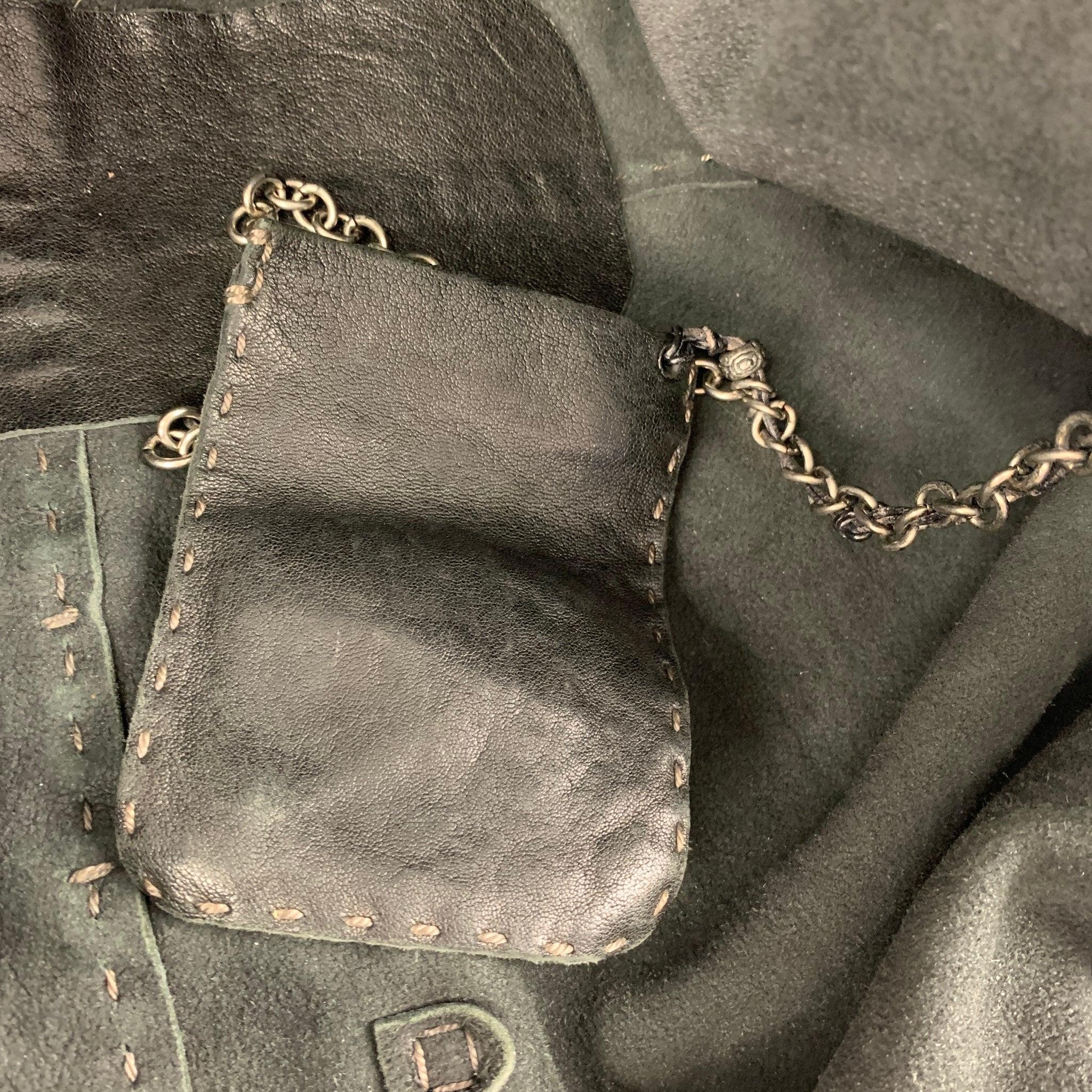 HENRY BEGUELIN Black Distressed Leather Top Handle Bag For Sale 4