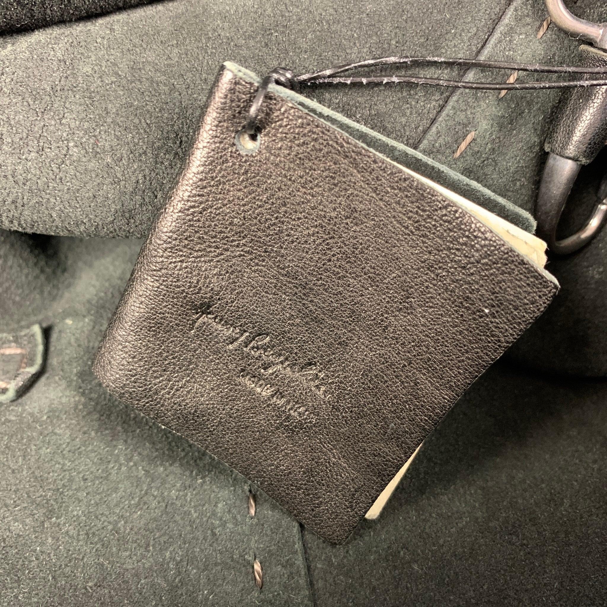 HENRY BEGUELIN Black Distressed Leather Top Handle Bag For Sale 5