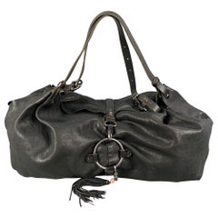 HENRY BEGUELIN Black Distressed Leather Top Handle Bag
