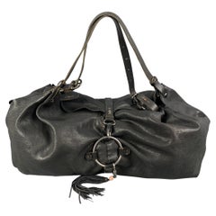 HENRY BEGUELIN Black Distressed Leather Top Handle Bag