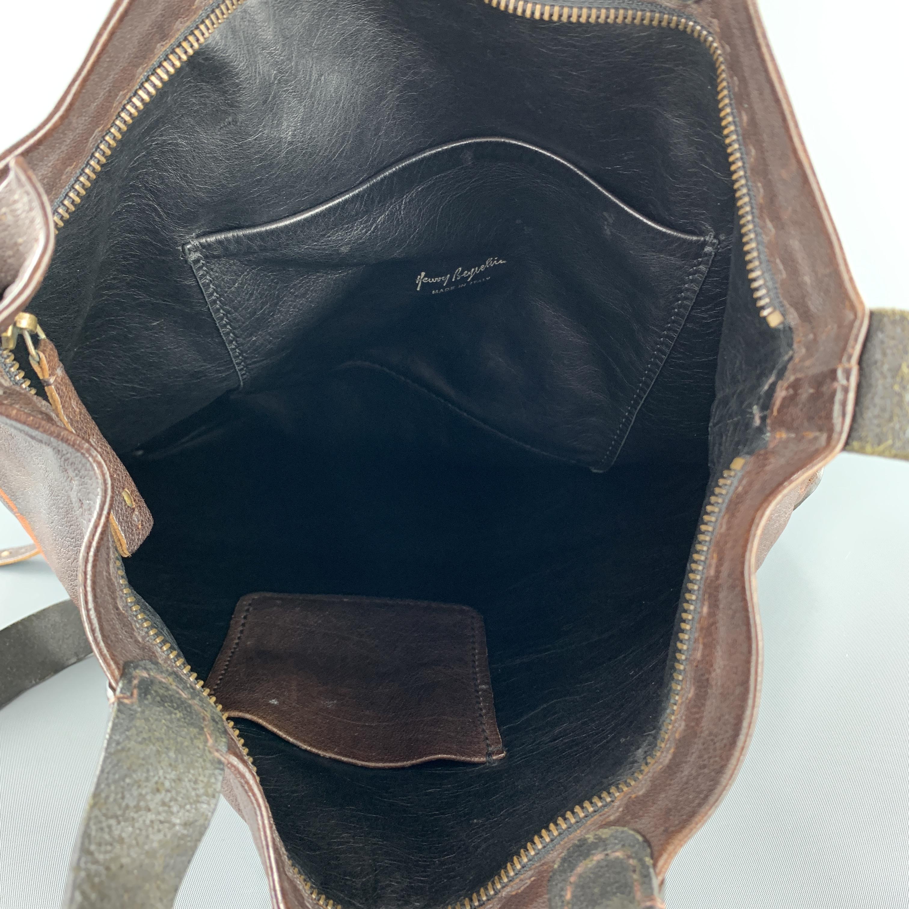 HENRY BEGUELIN Brown Tie Dye Leather Tote Bag 3