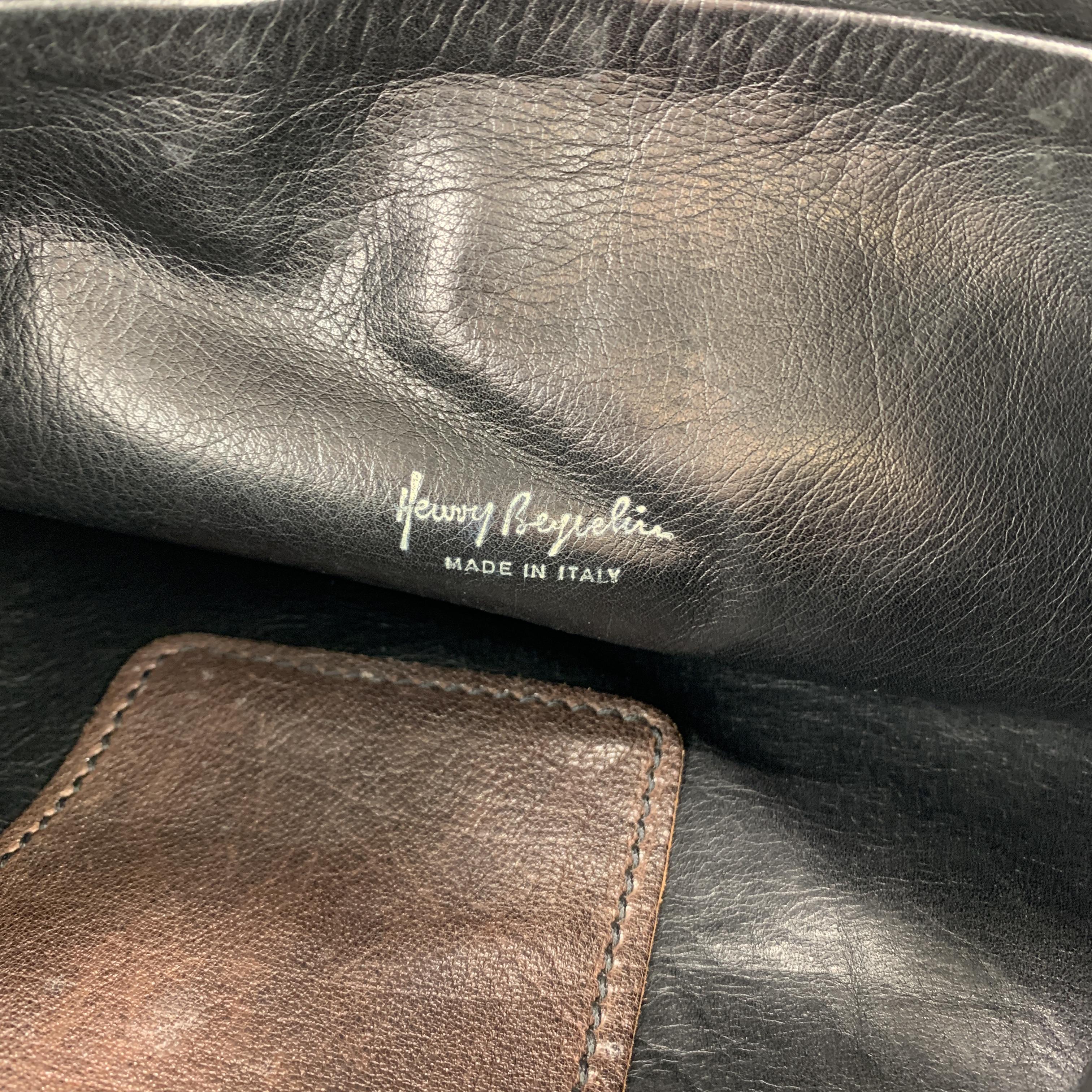 HENRY BEGUELIN Brown Tie Dye Leather Tote Bag 4
