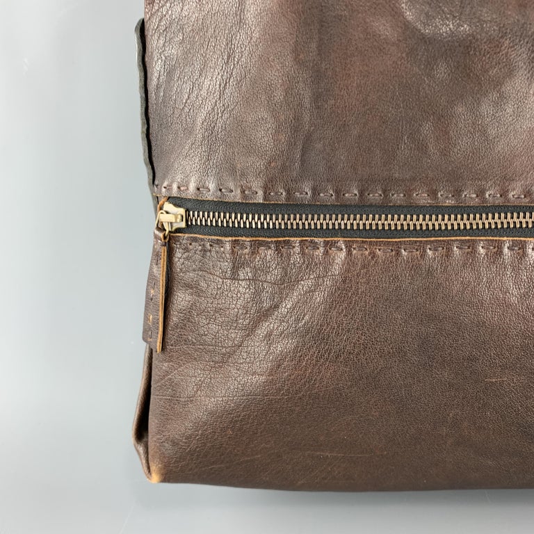 HENRY BEGUELIN Brown Tie Dye Leather Tote Bag