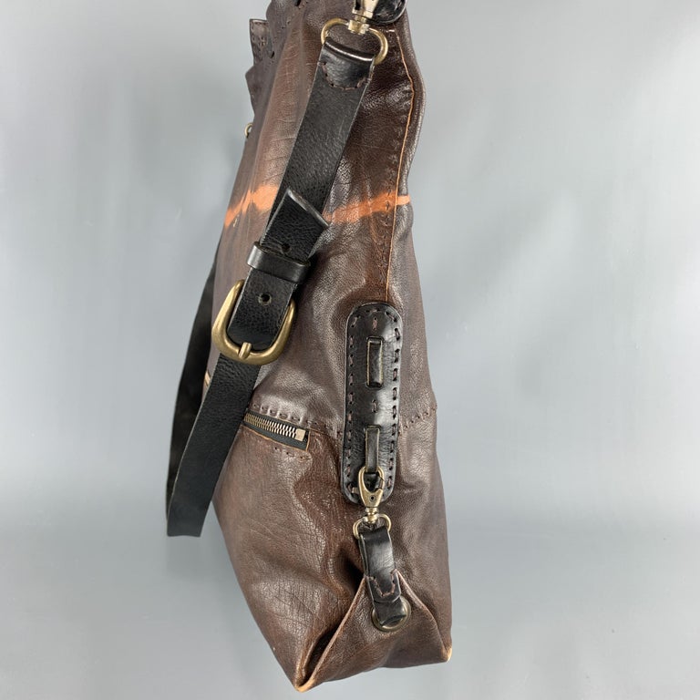 HENRY BEGUELIN Brown Tie Dye Leather Tote Bag