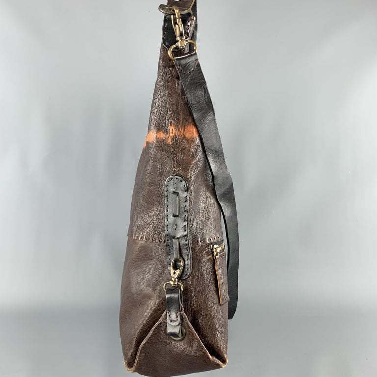 HENRY BEGUELIN Brown Tie Dye Leather Tote Bag