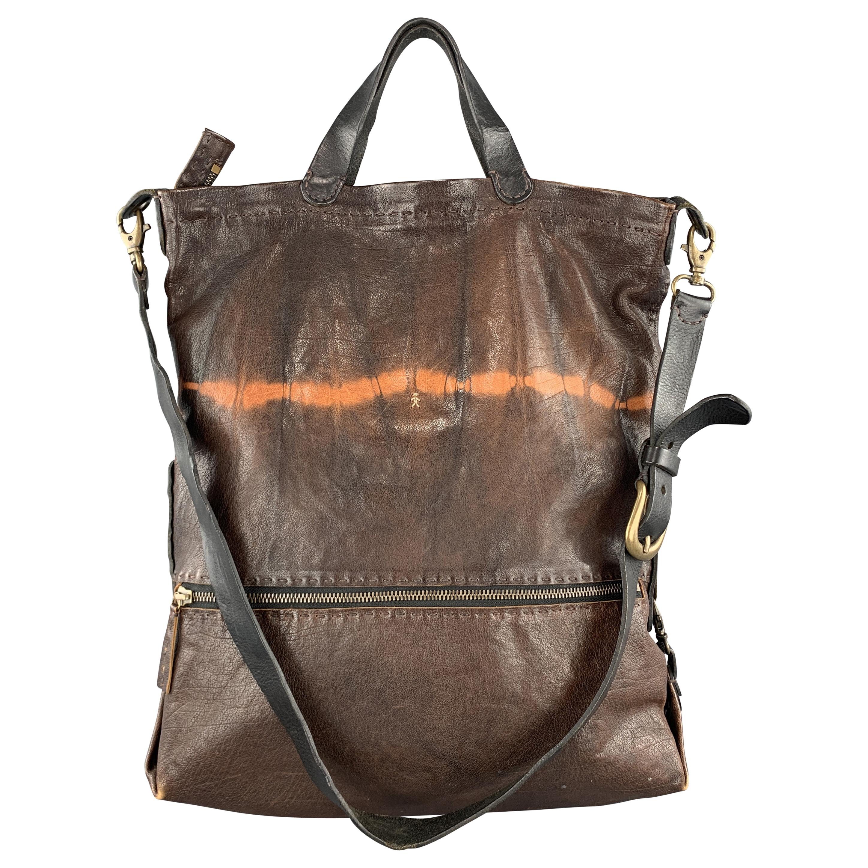 HENRY BEGUELIN Brown Tie Dye Leather Tote Bag