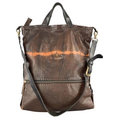 HENRY BEGUELIN Sac fourre-tout en cuir marron tie-dye