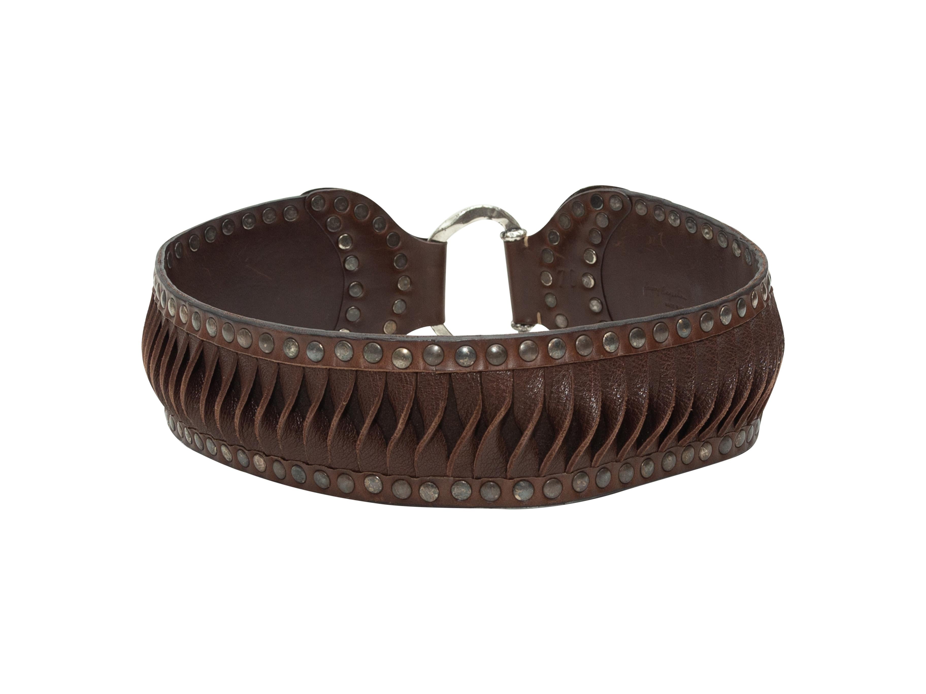 Henry Beguelin Dark Brown Studded Leather Belt In Good Condition In New York, NY
