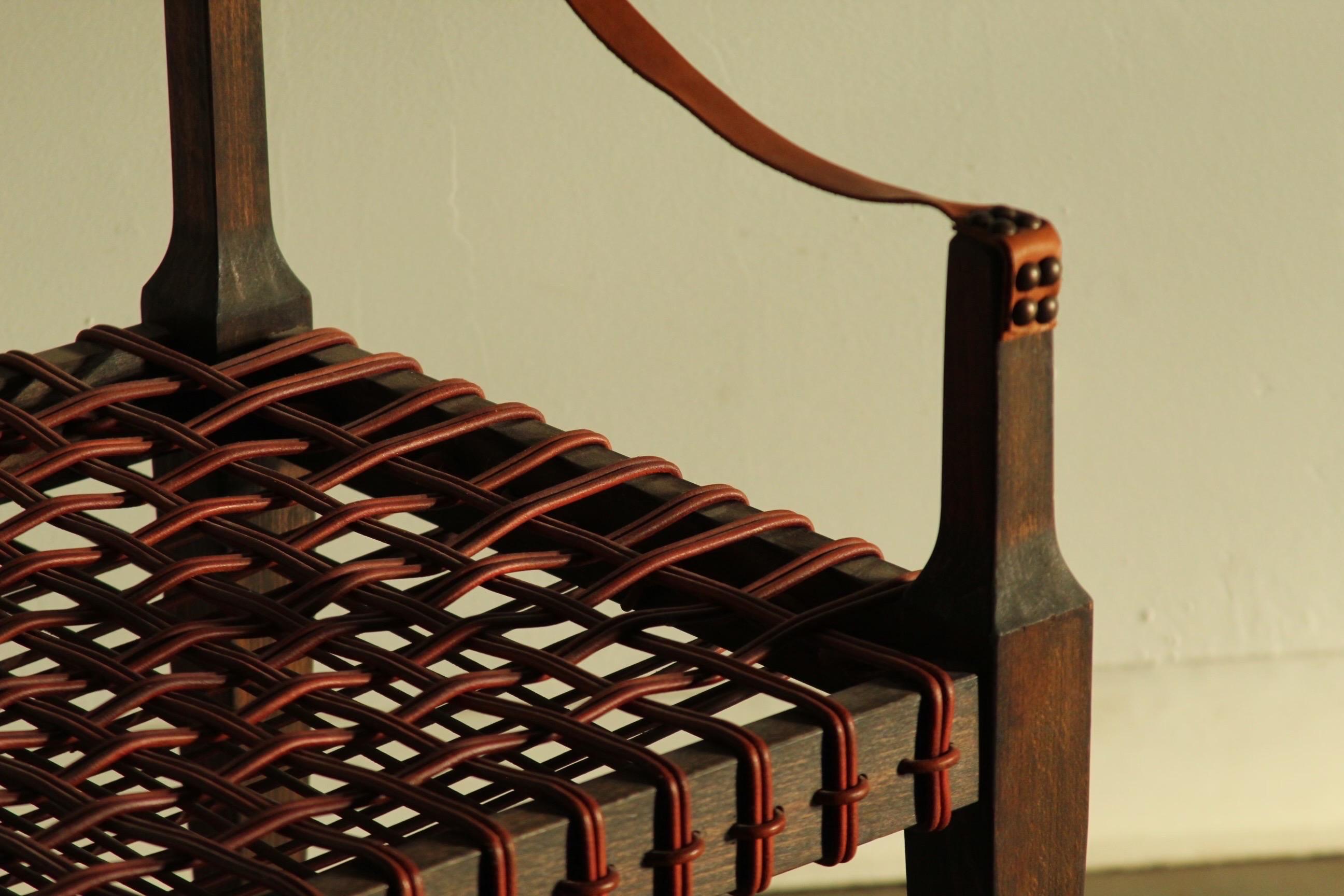 Henry Beguelin Rare Woven Leather Armchair 3