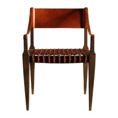 Henry Beguelin Rare Woven Leather Armchair Used Henry Beguelin Rare Woven Leather Armchair