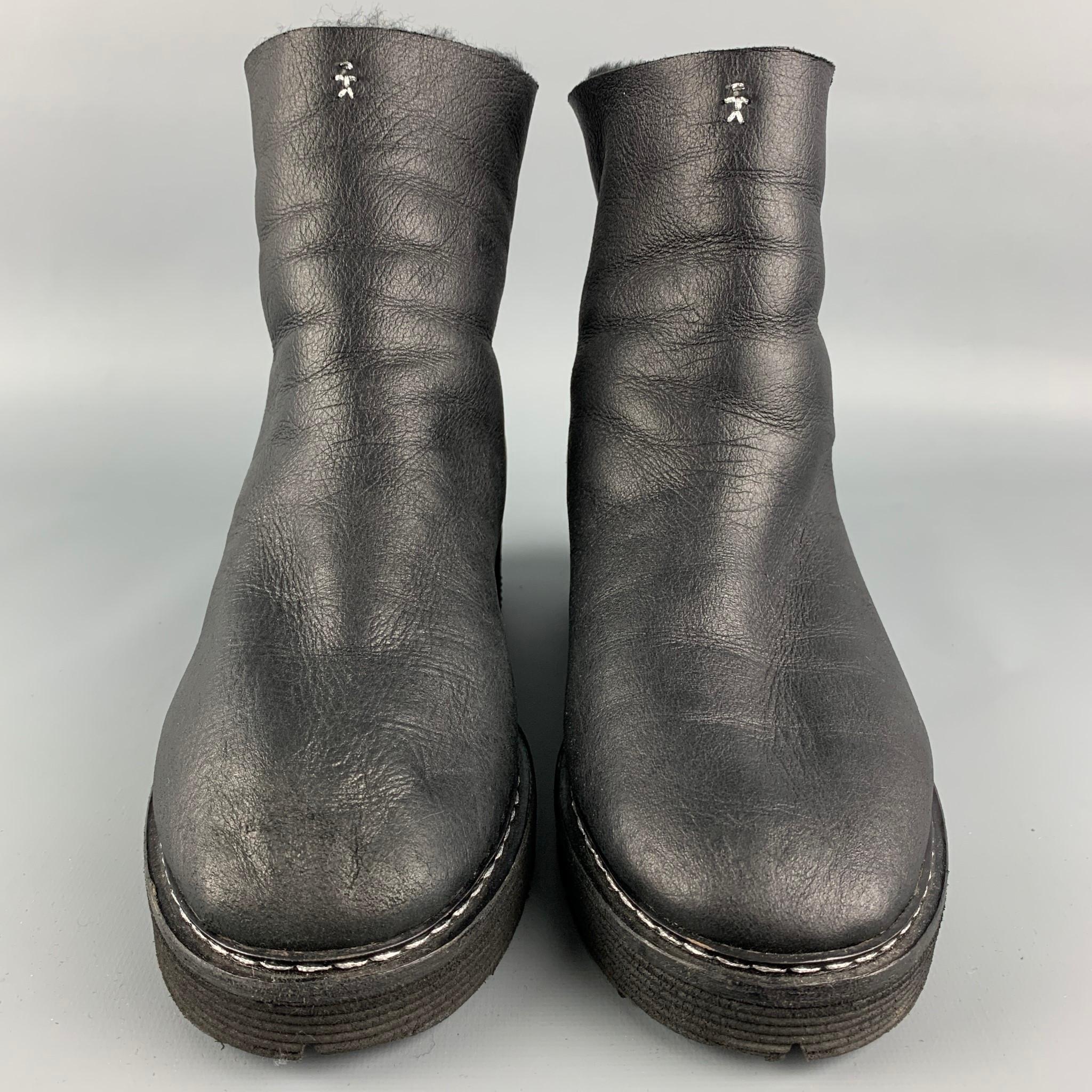 HENRY BEGUELIN Size 7 Black Shearling Ankle Boots In Good Condition In San Francisco, CA