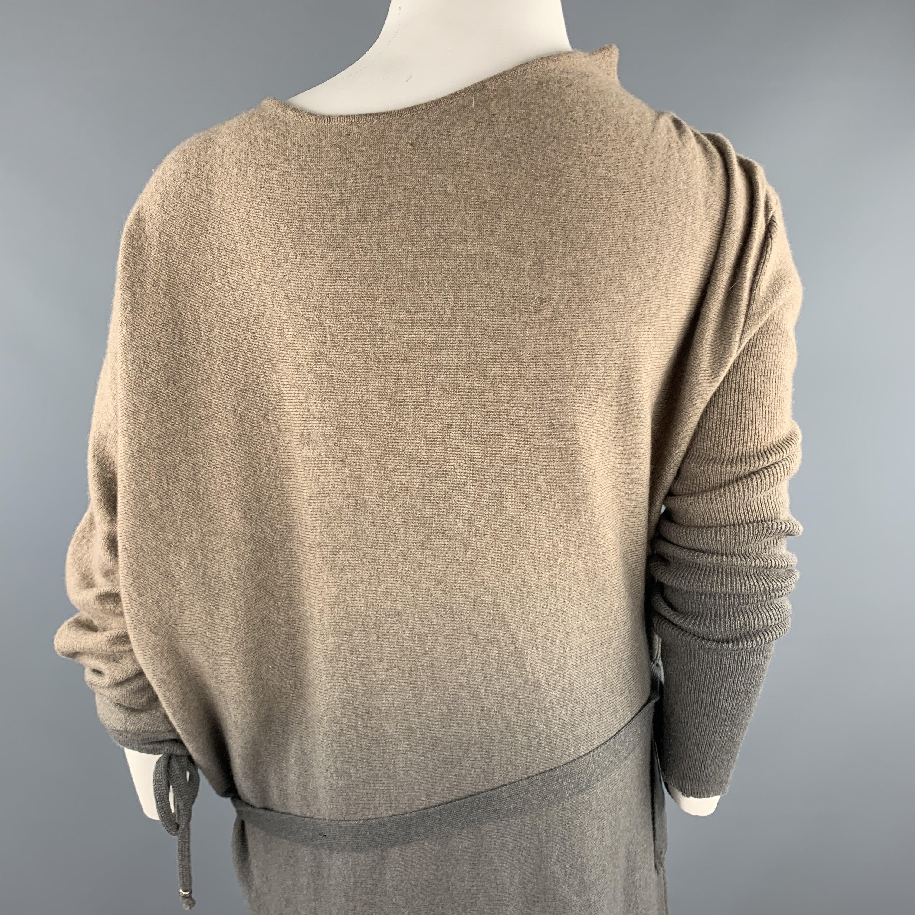 HENRY BEGUELIN Size M Taupe & Grey Ombre Asymmetrical Cashmere Dress For Sale 2