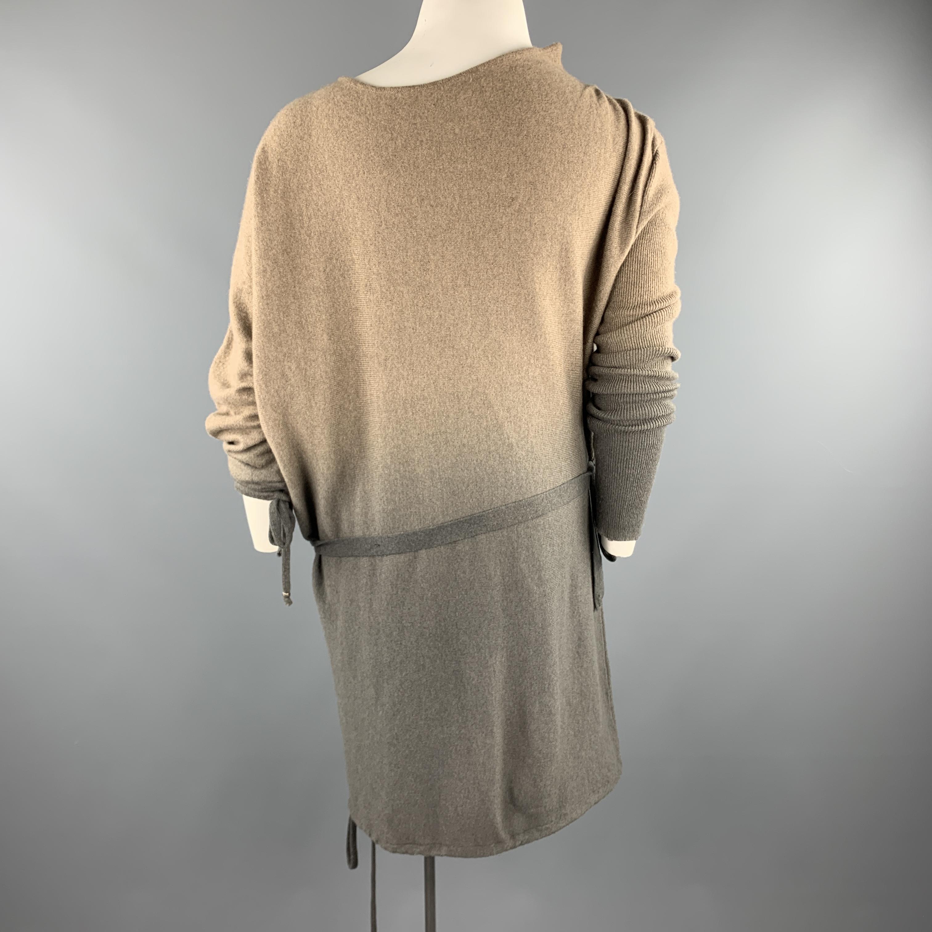 Women's HENRY BEGUELIN Size M Taupe & Grey Ombre Asymmetrical Cashmere Dress