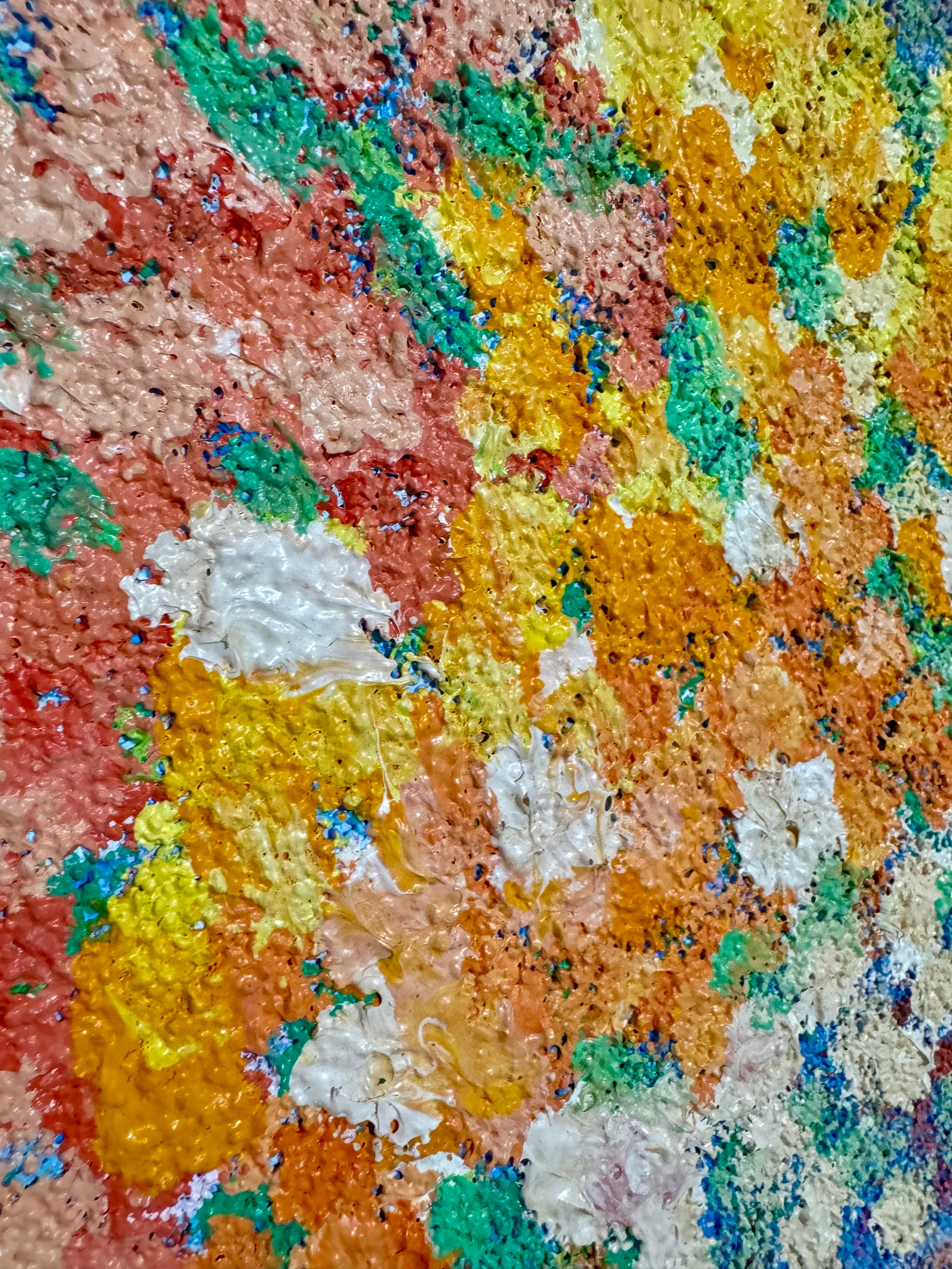 Grande peinture à l'huile pointilliste, vendeuse de fleurs et chariot Henry Benson Americana Art en vente 5
