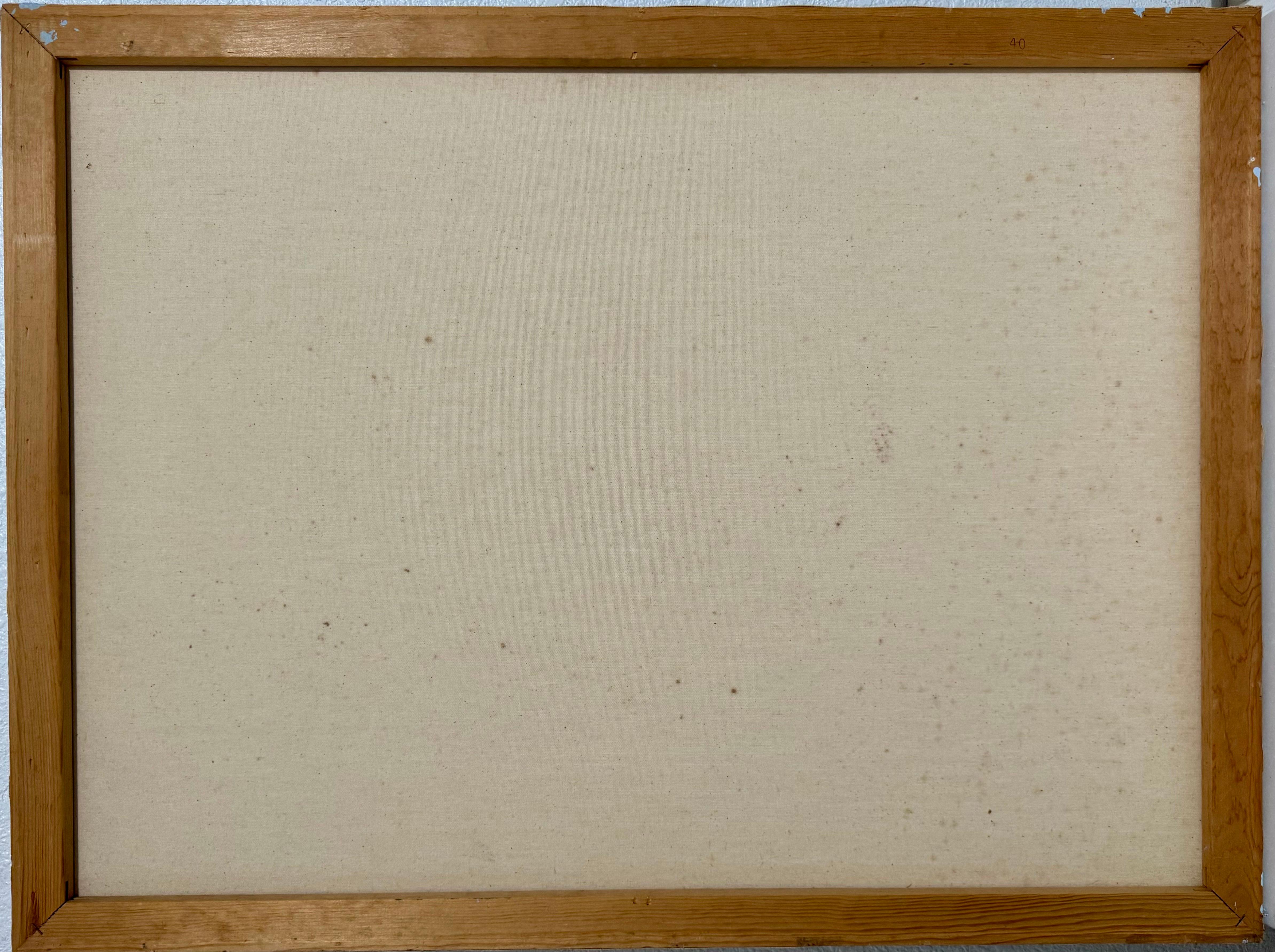 Grande peinture à l'huile pointilliste, vendeuse de fleurs et chariot Henry Benson Americana Art en vente 7