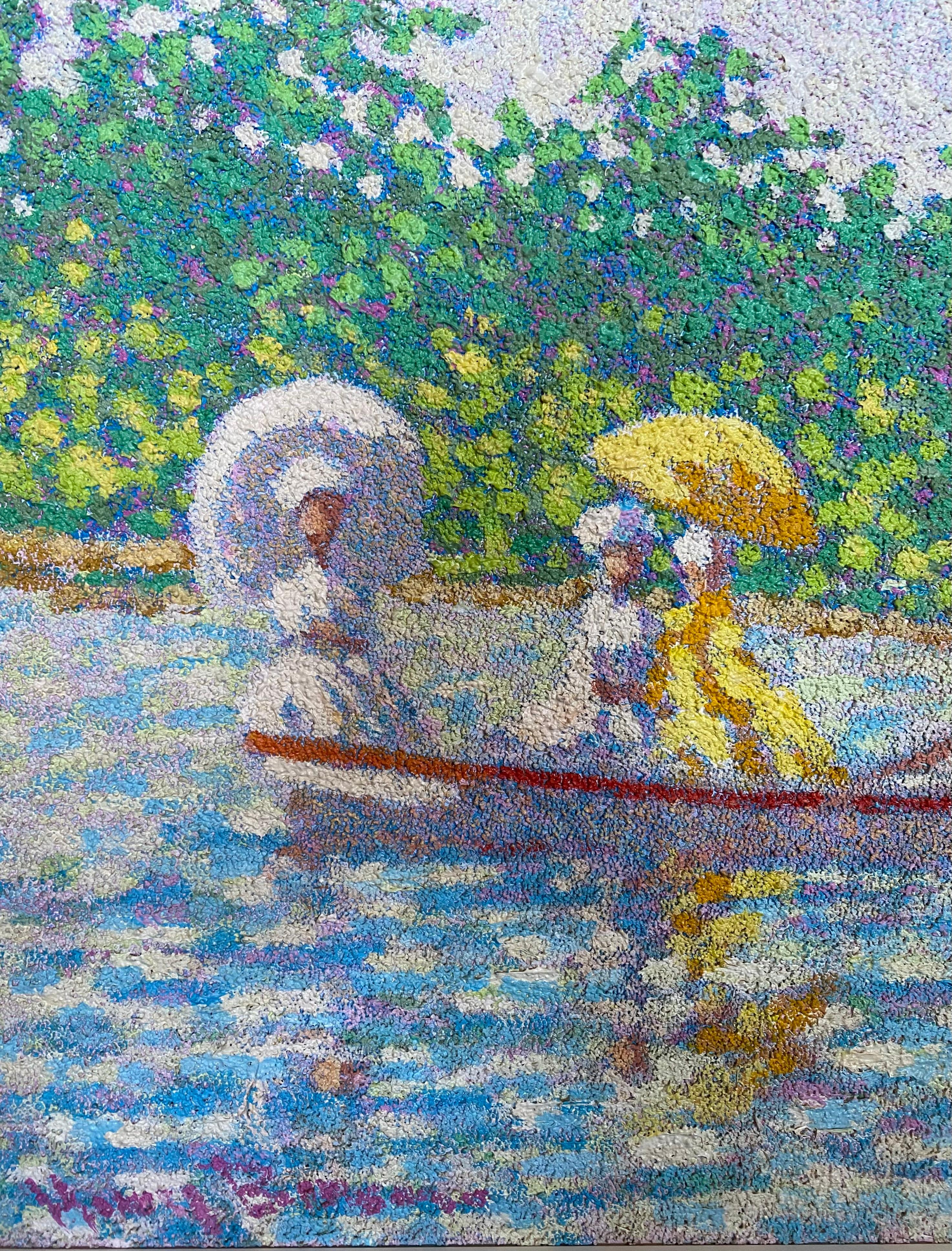 On The Lake - Gray Figurative Painting by Henry Benson