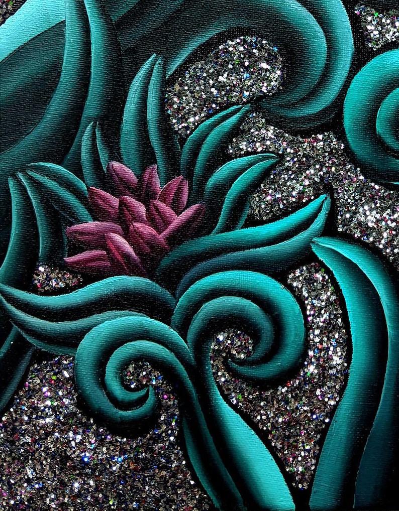 Flor de Loto - Figurative Painting Negro de Henry Bermudez