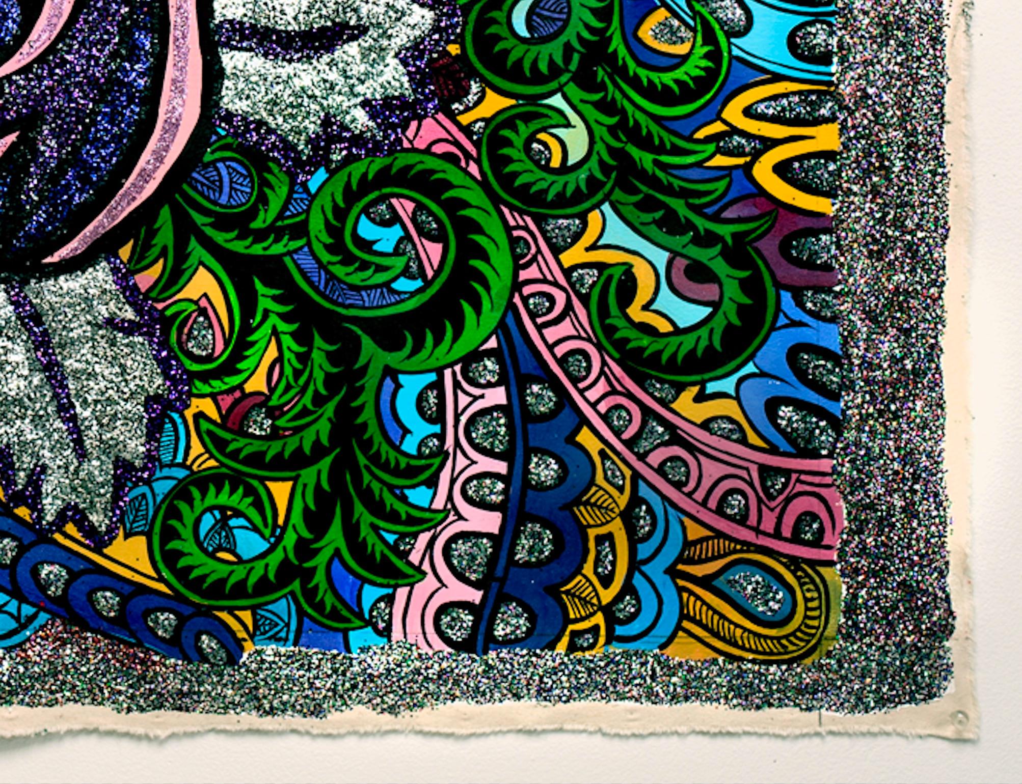 Blumenblumen II – zeitgenössische Landschaftsmalerei auf ungestreckter Leinwand, Pflanzen und Blumen (Schwarz), Abstract Painting, von Henry Bermudez