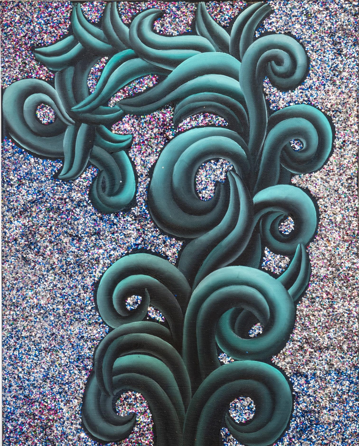 Henry Bermudez
Frizzante I, 2020
Pittura ad olio, glitter, tela
Firmato, intitolato e datato sul vero

