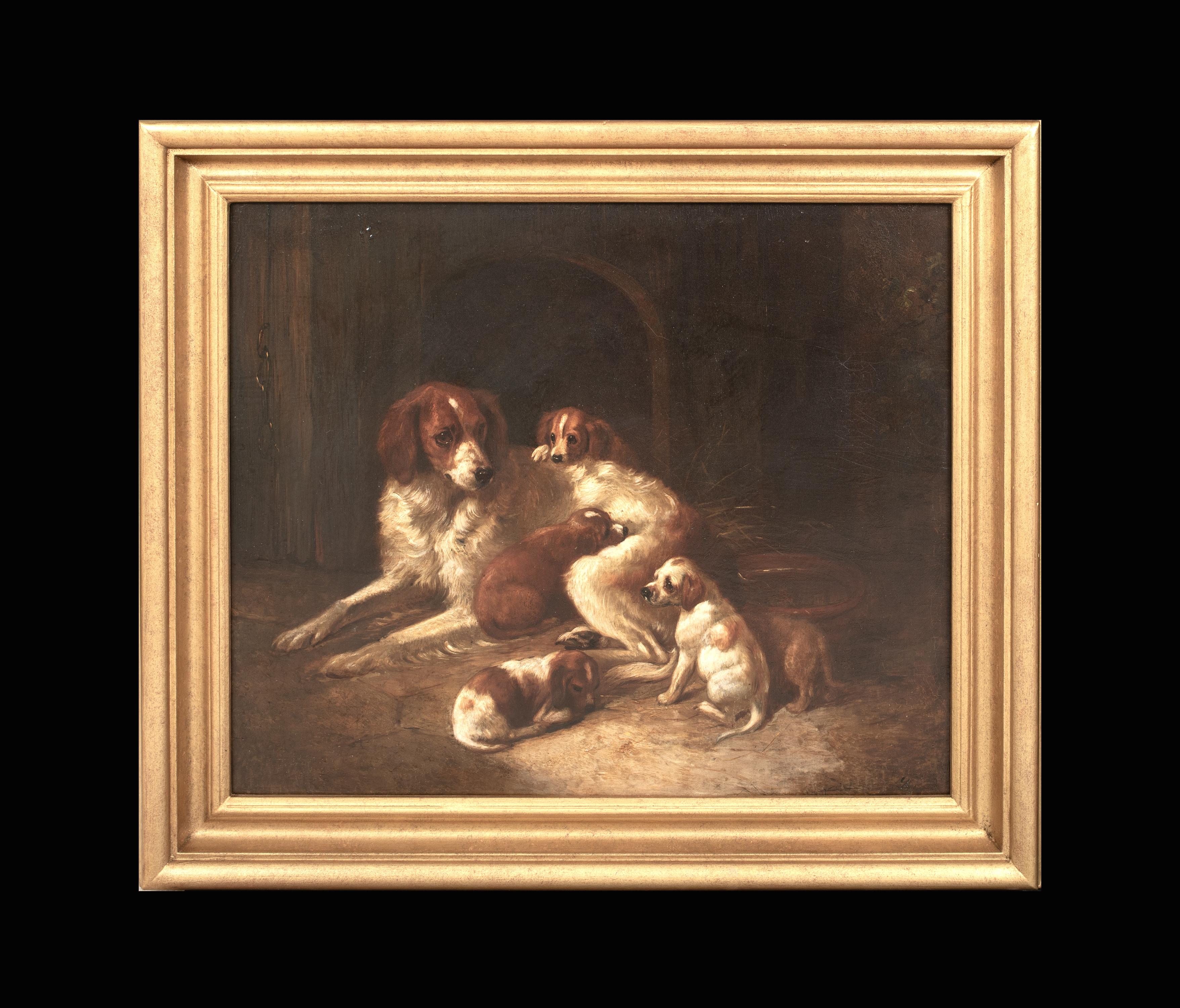 Spaniel del colonnello Mellish, madre e cuccioli, 18° secolo - Painting di Henry Bernard Chalon