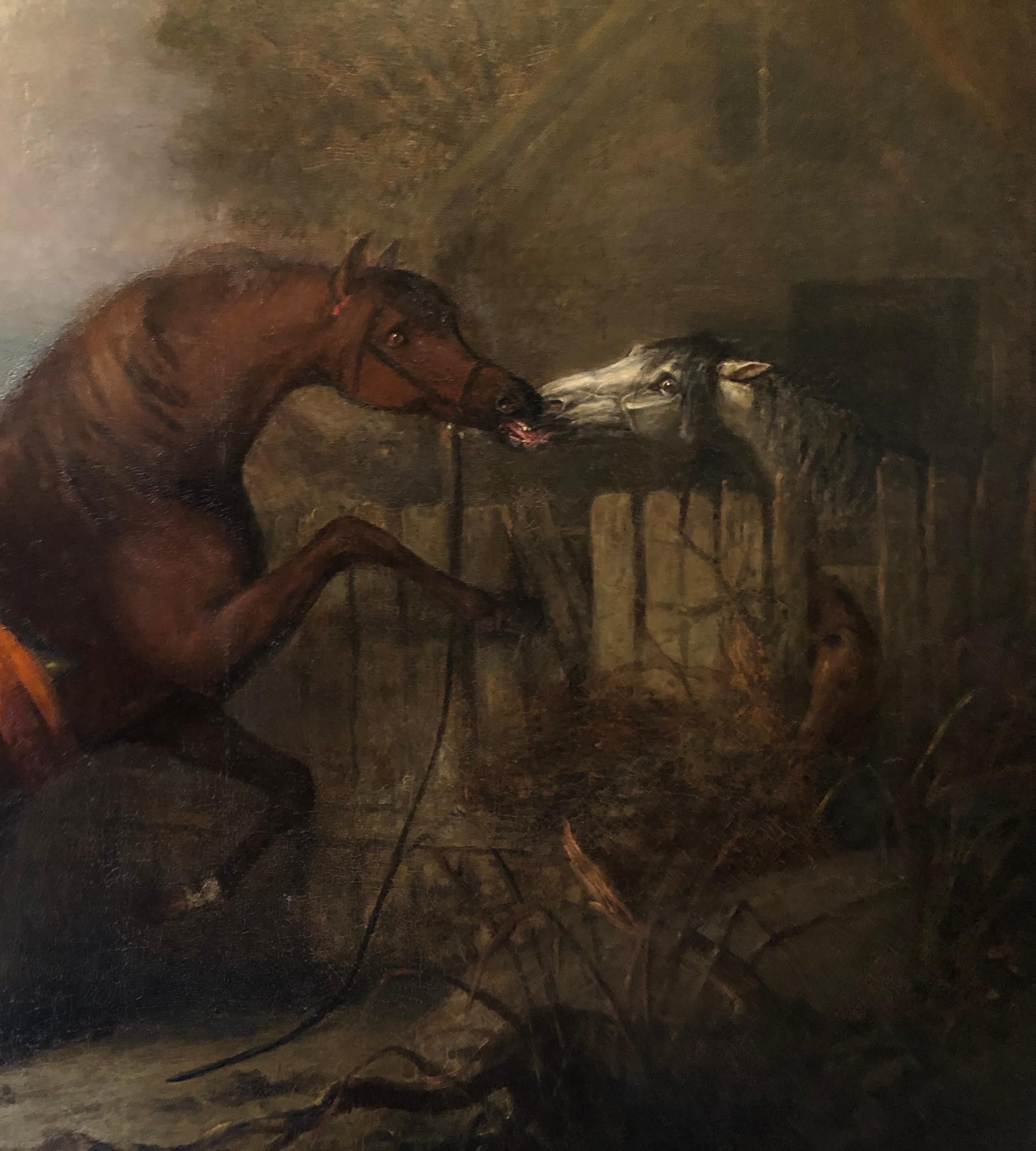 Massive Horse Oil Painting by H.B.Chalon of Love from his Passions of the Horse - Brown Figurative Painting by Henry Bernard Chalon