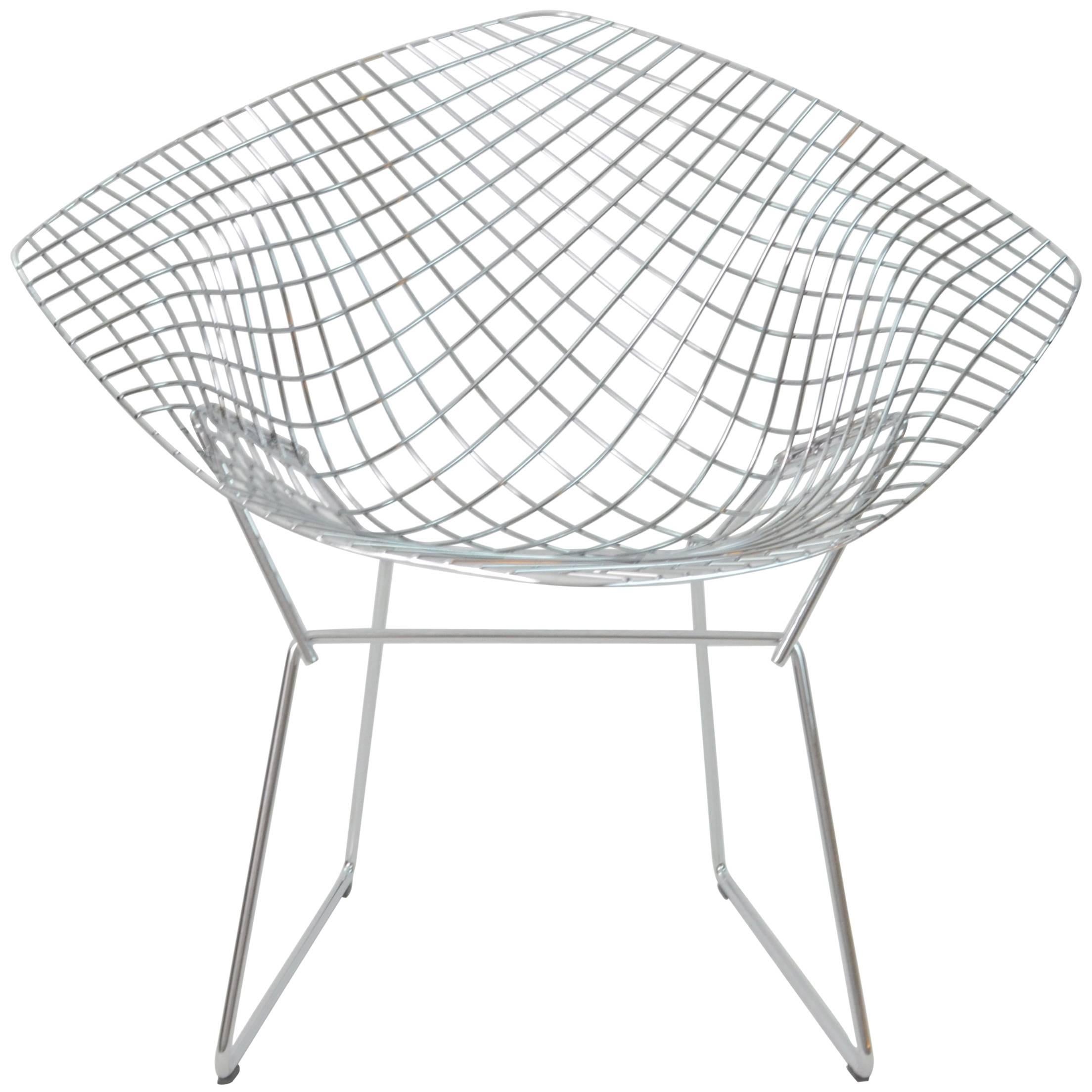Henry Bertoia Postmodern Steel and Chrome Italian Diamond Chair by Knoll, 1980s