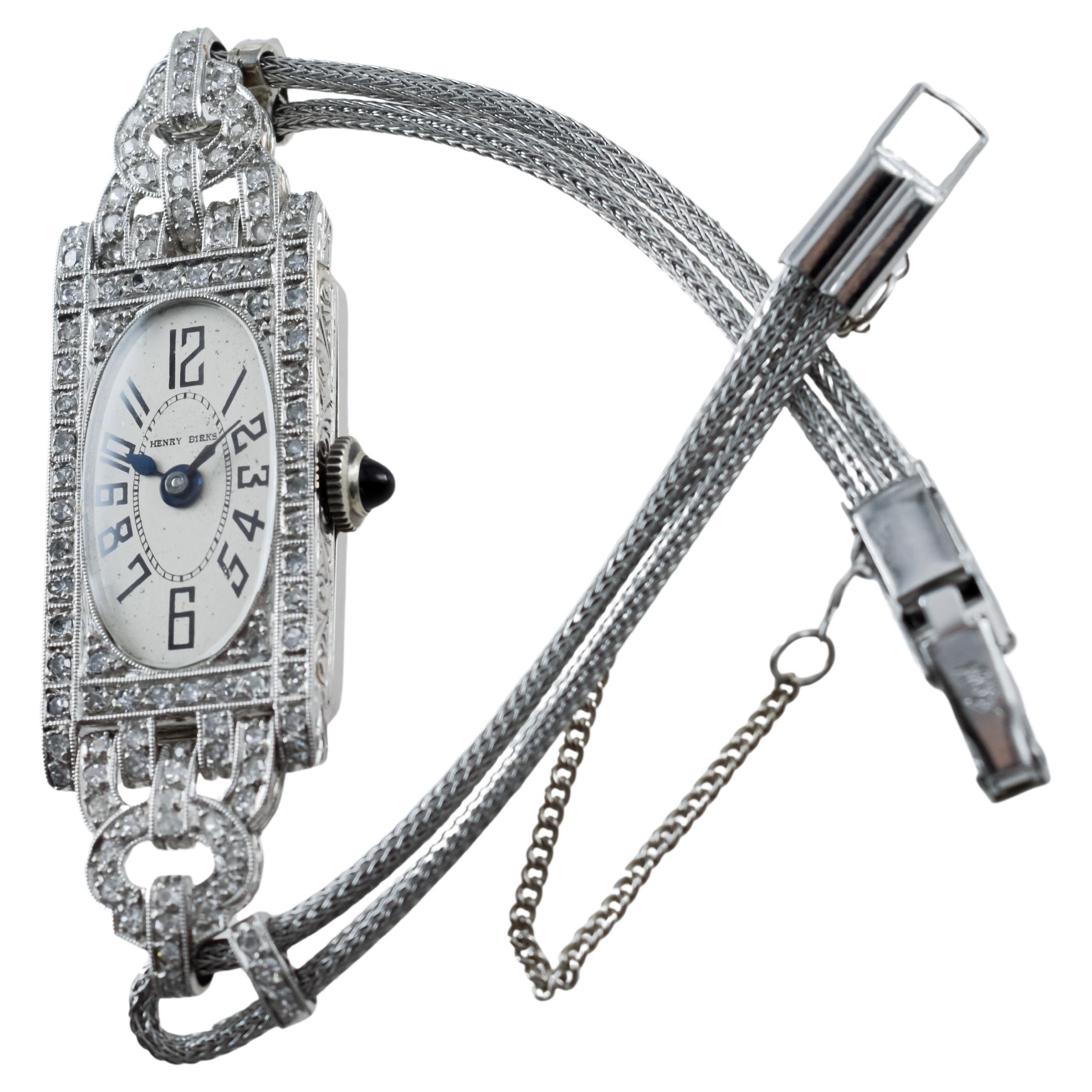 Henry Birks and Son Platinum Ladies Art Deco Watch circa 1930's For Sale 1