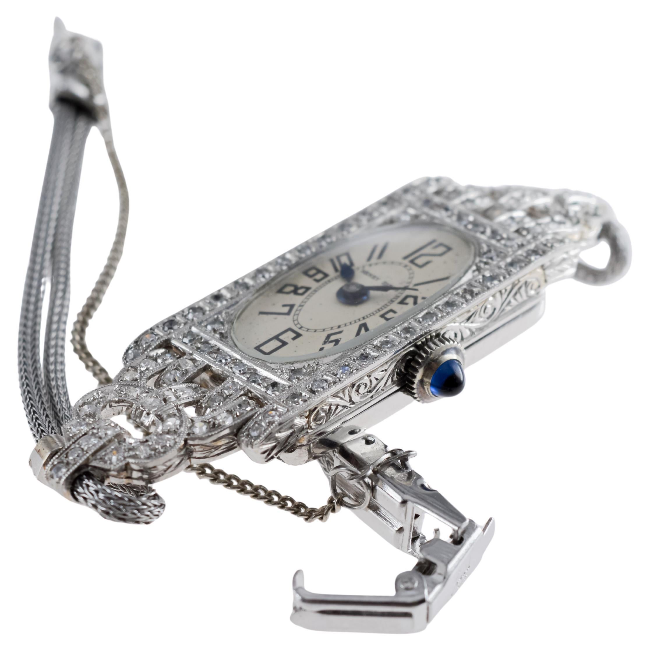 Henry Birks and Son Platinum Ladies Art Deco Watch circa 1930's For Sale 3