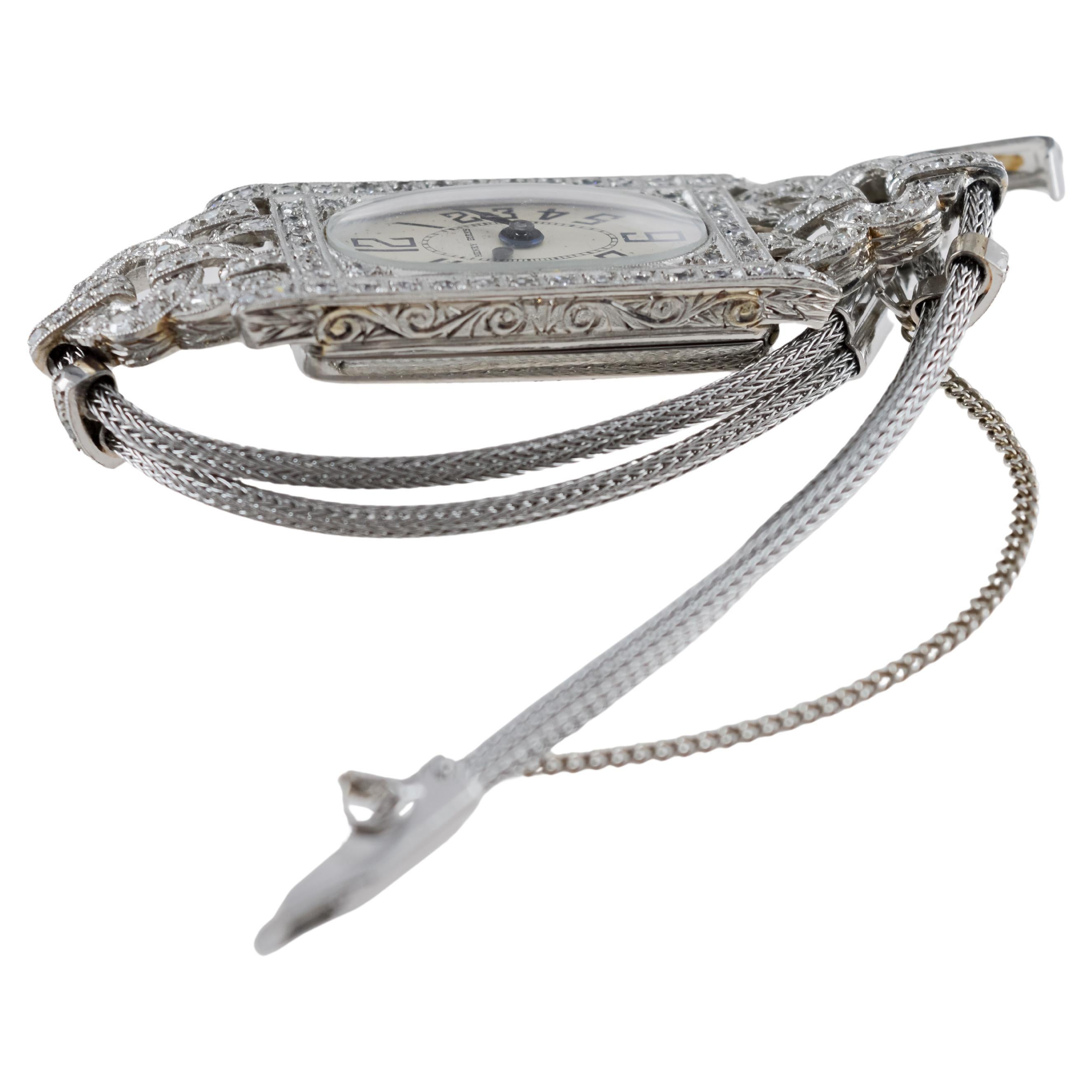 Henry Birks and Son Platinum Ladies Art Deco Watch circa 1930's For Sale 4