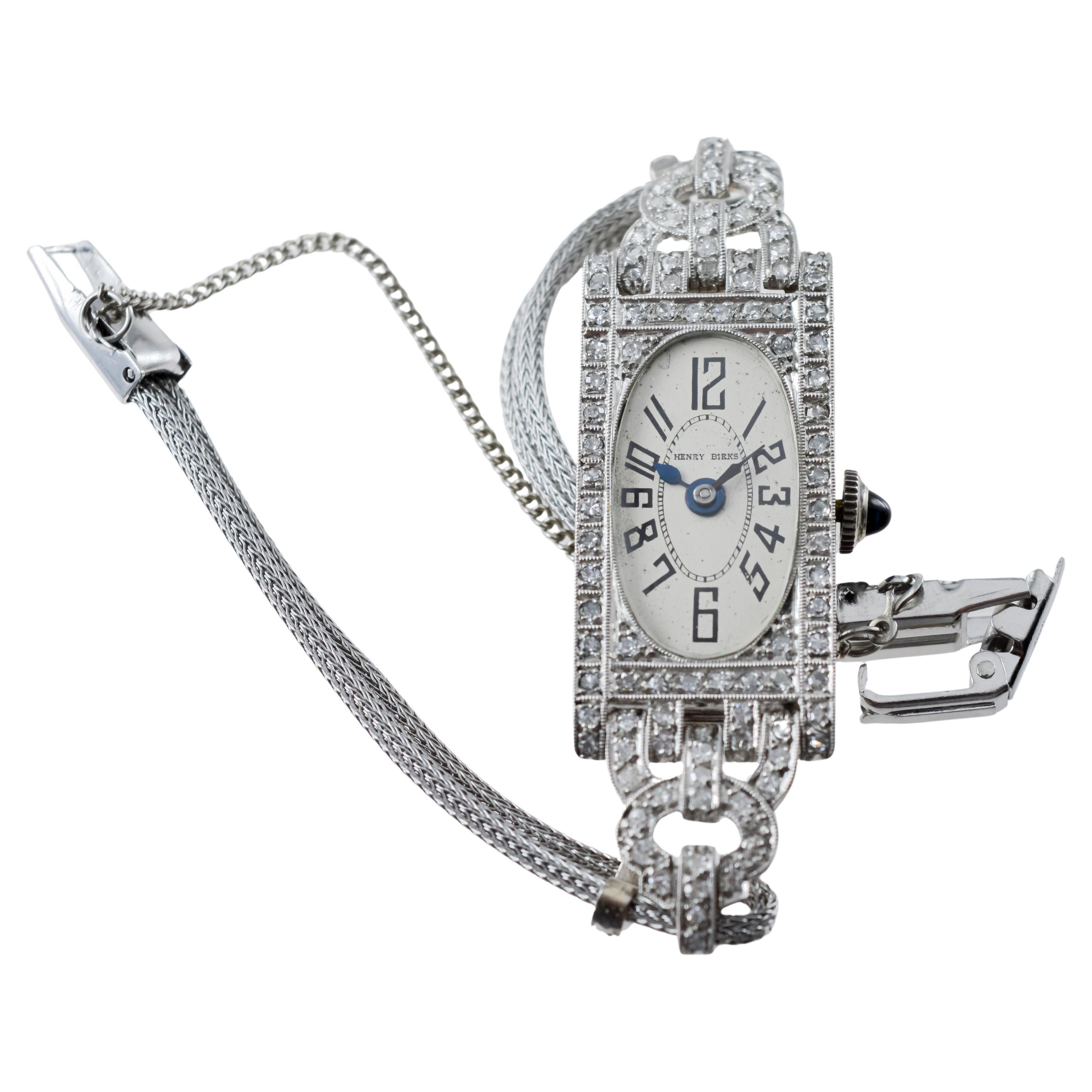 Henry Birks and Son Platinum Ladies Art Deco Watch circa 1930's