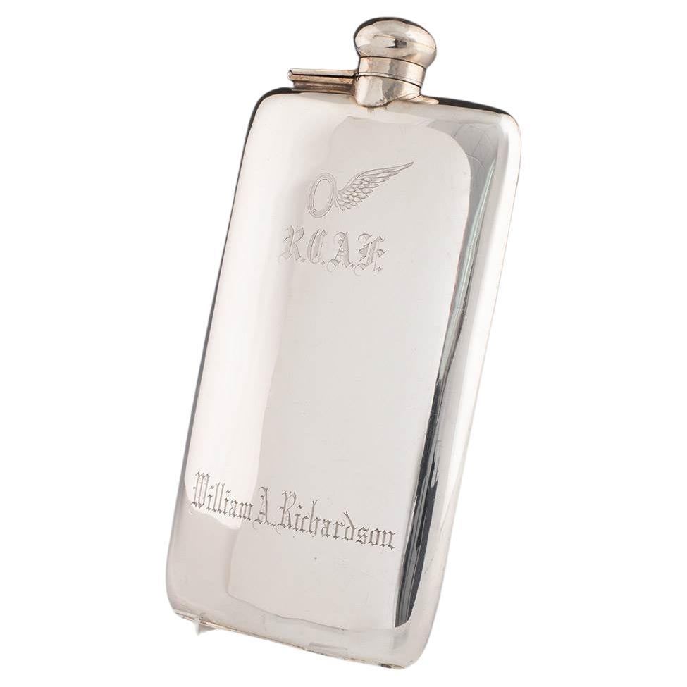 Henry Birks and Sons Sterling Silver Royal Canadian Air Force Pocket Flask Montr For Sale
