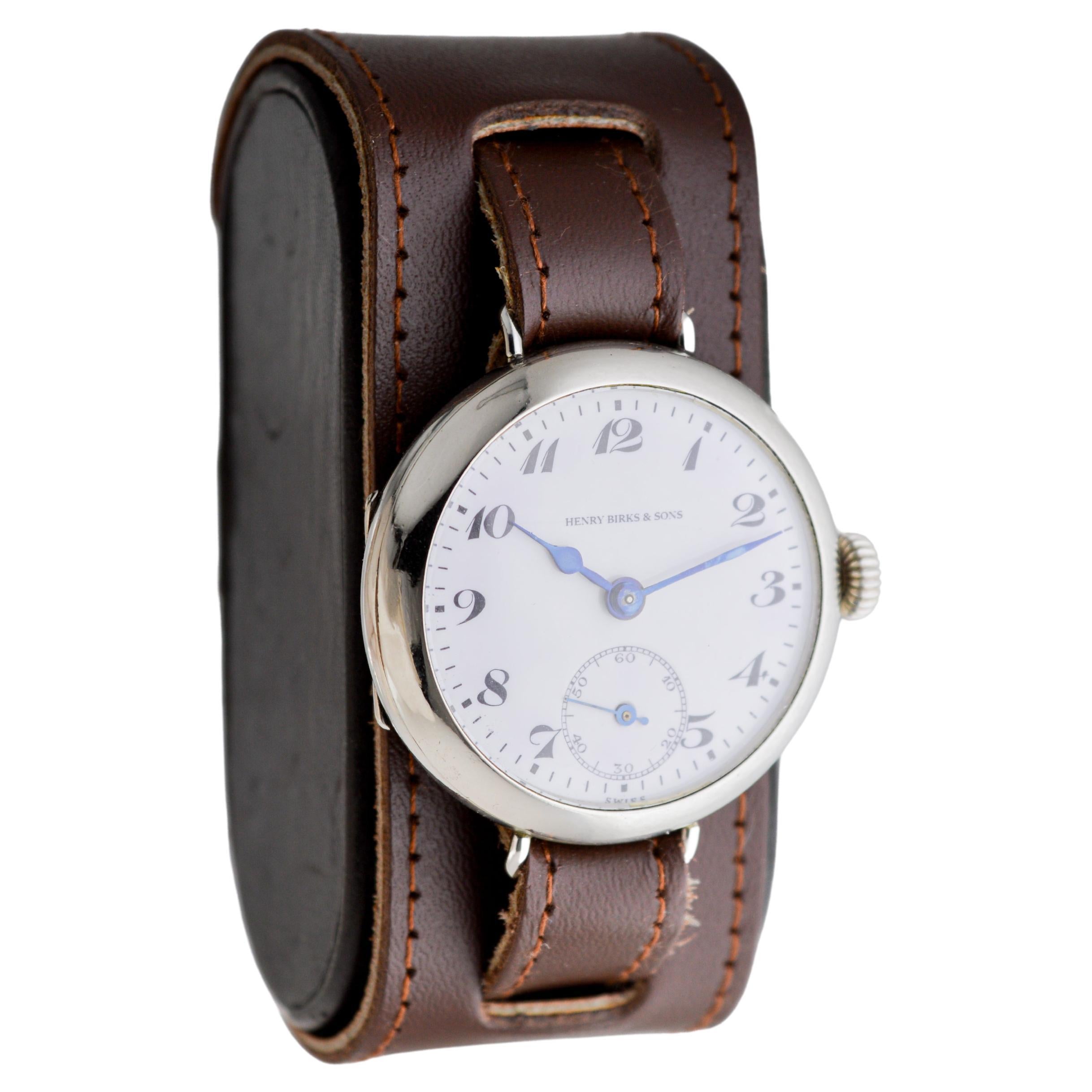 Art Deco Henry Birks & Sons Campaign Watch circa 1915 For Sale