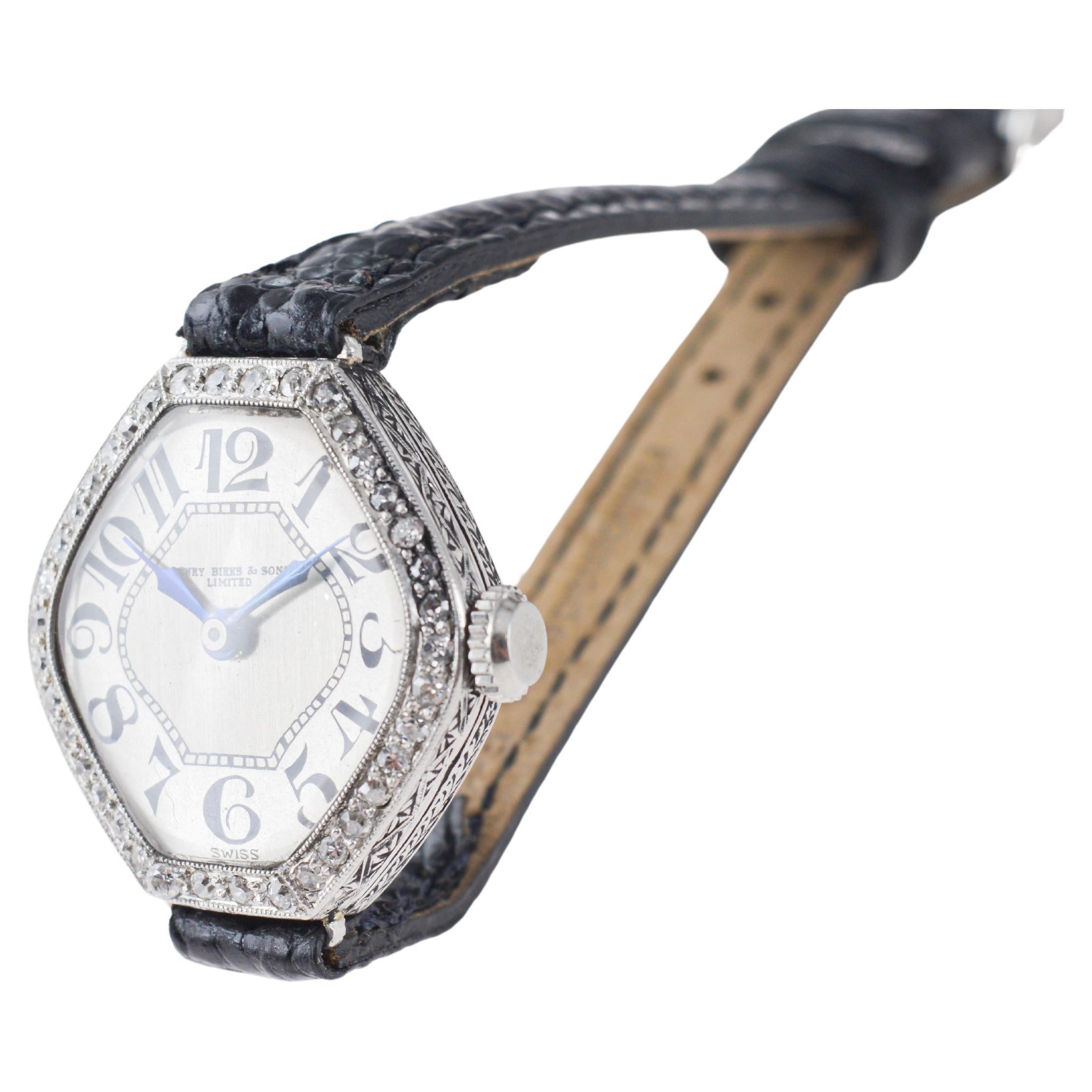 Henry Birks & Son Orologio Art Deco da donna in platino con lunetta di diamanti, circa 1915 in vendita 6
