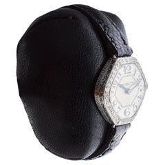 Henry Birks & Sons Platinum Ladies Art Deco Watch With Diamond Bezel circa 1915