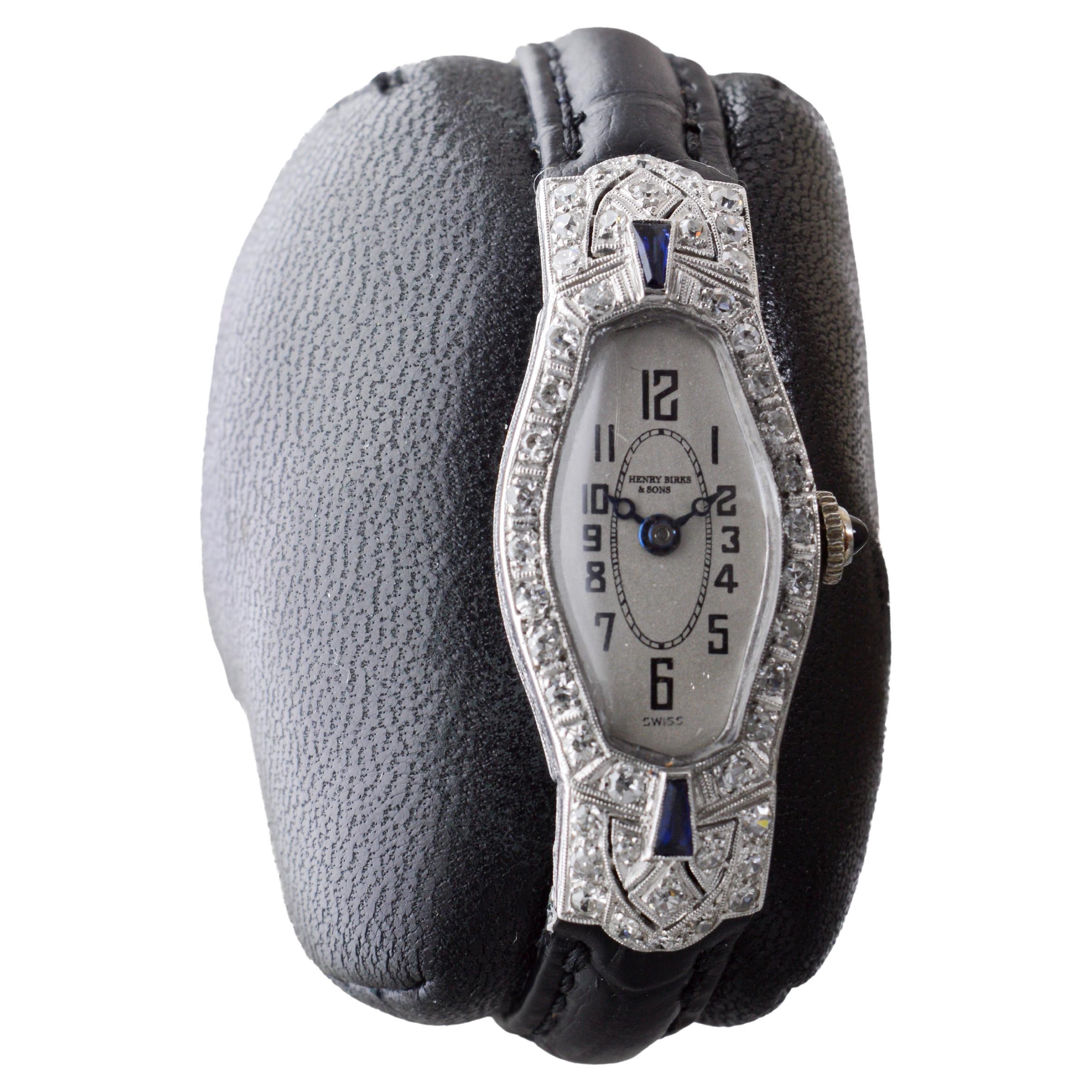 Art Déco Henry Birks & Son, orologio da donna in platino, circa 1920 in vendita