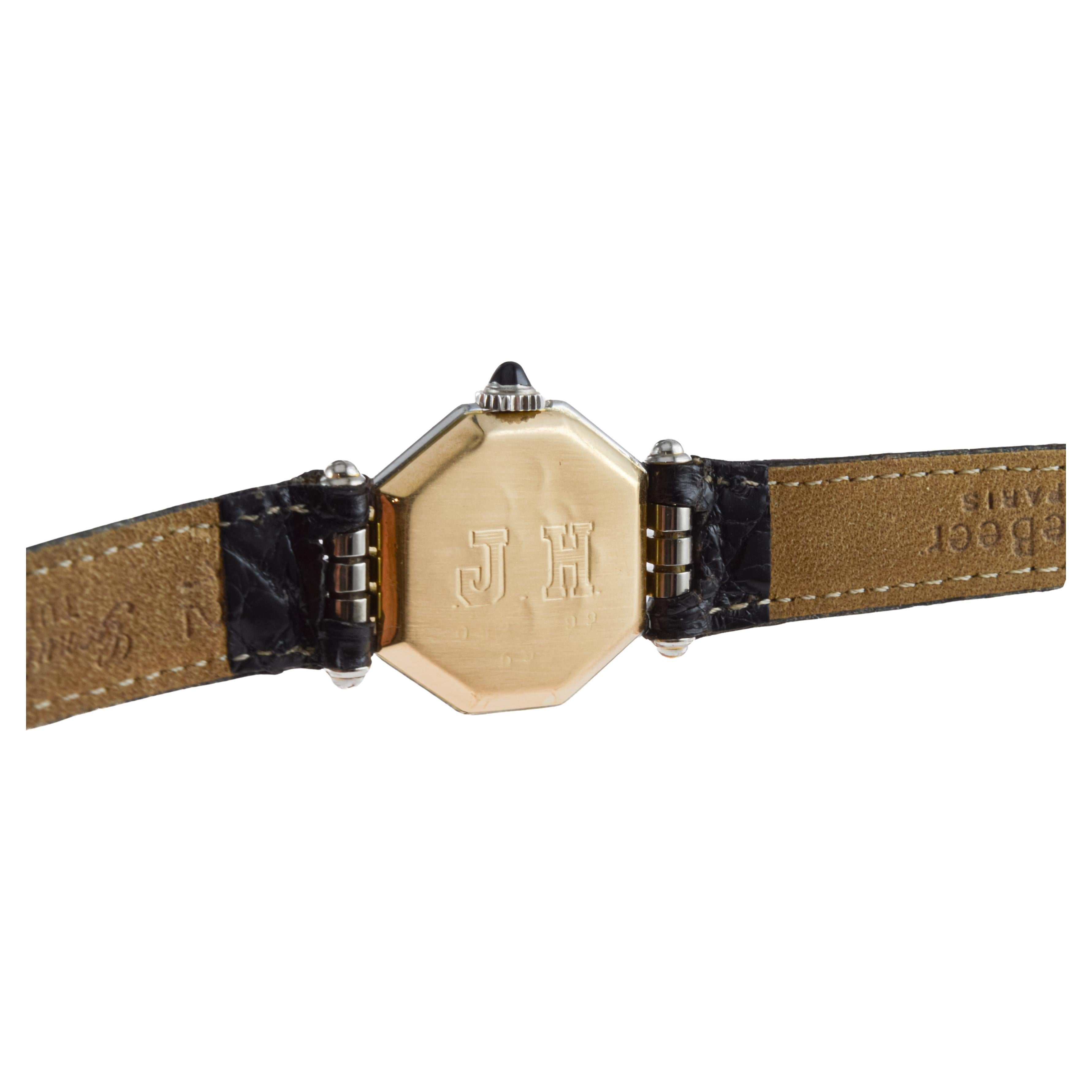 Henry Birks & Sons Two Tone 18Kt. Art Deco Ladies Watch Dial by Stern 1930's For Sale 7