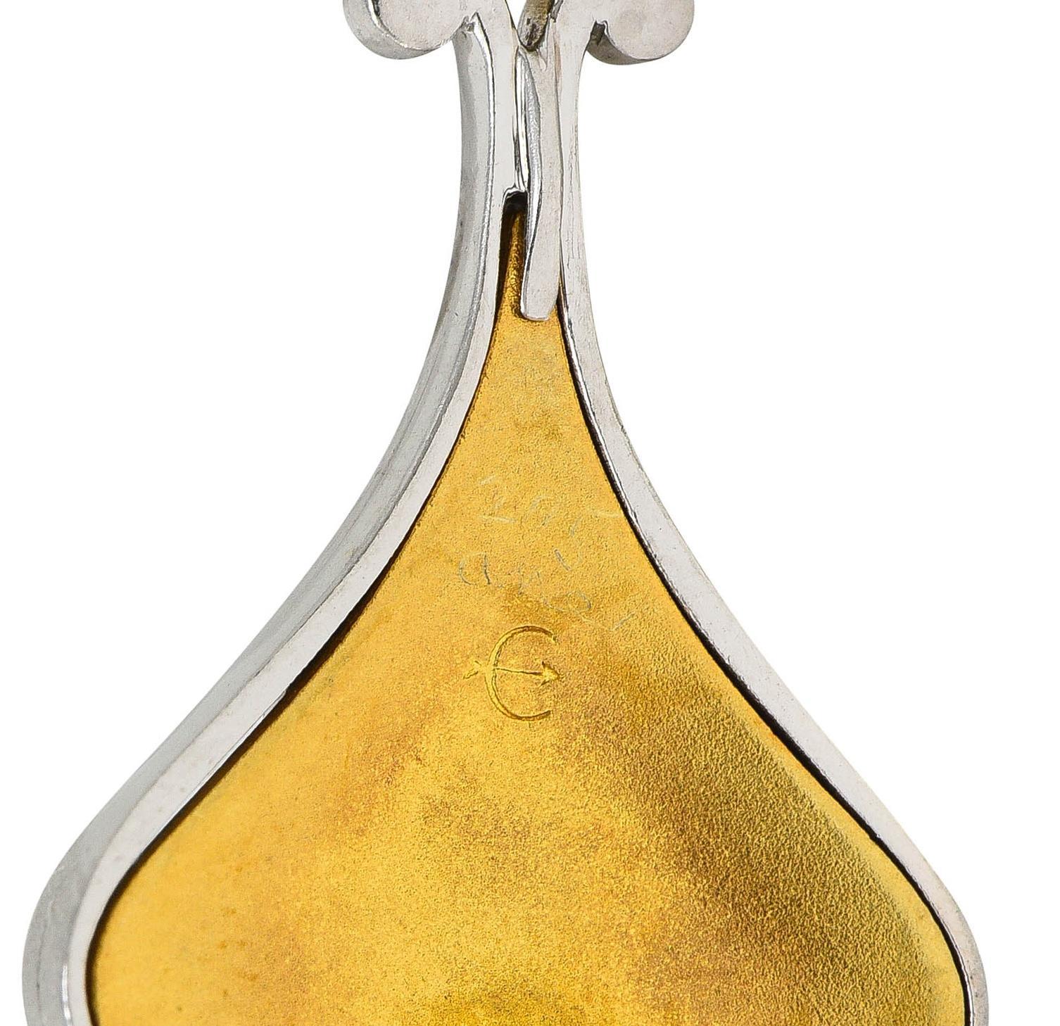 Henry Blank & Co. 1910 Diamond Enamel Platinum 14K Gold Antique Sautoir Necklace 3