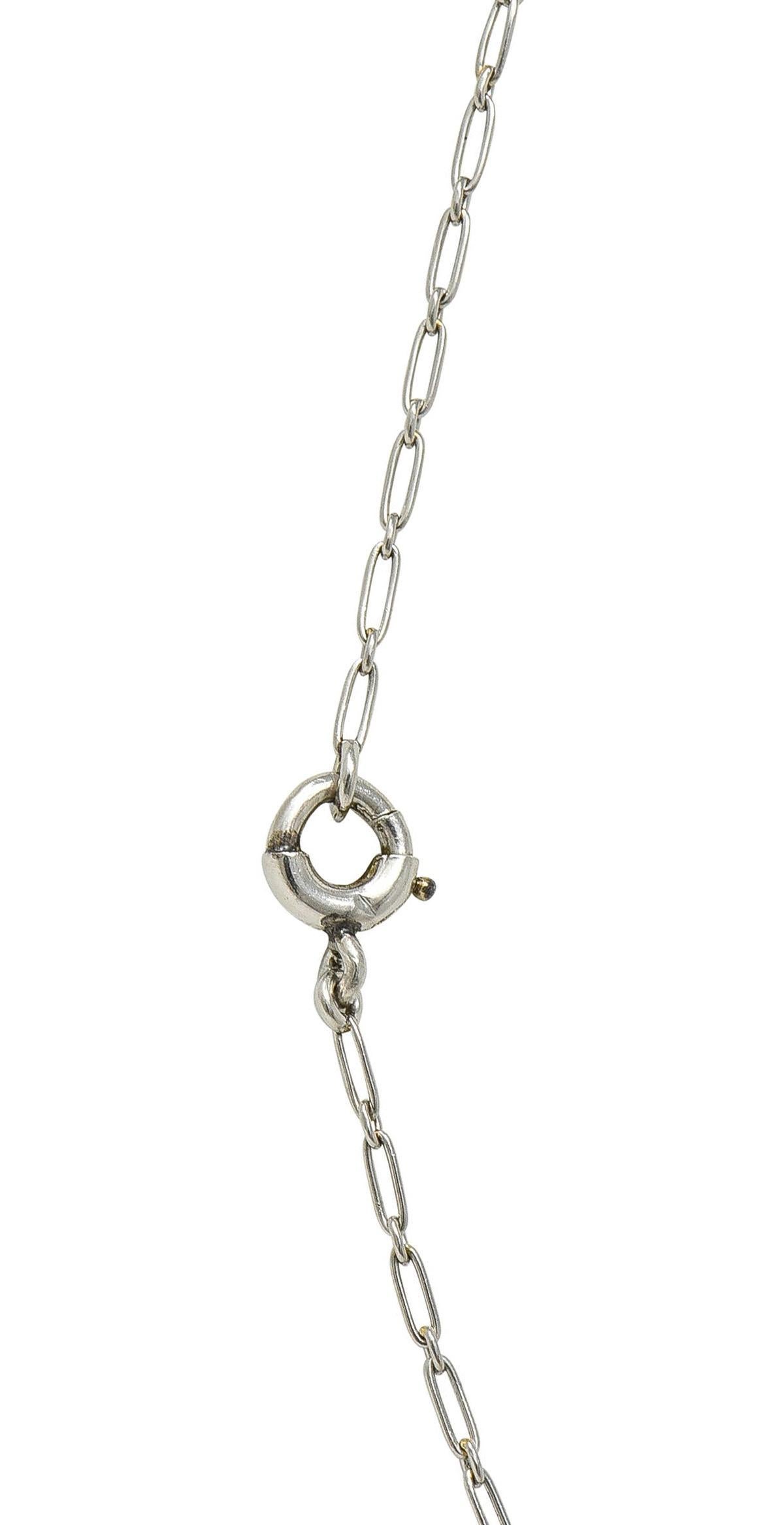 Henry Blank & Co. 1910 Diamond Enamel Platinum 14K Gold Antique Sautoir Necklace 4