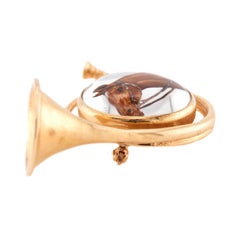 HENRY BLANK & CO Art Deco 14k Essex Crystal Trumpet Pin/Pendant