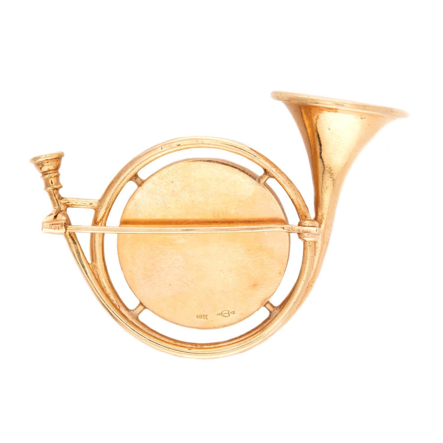 Cabochon HENRY BLANK & CO Art Deco 14k Essex Cristallo Tromba Pin/Pendente in vendita
